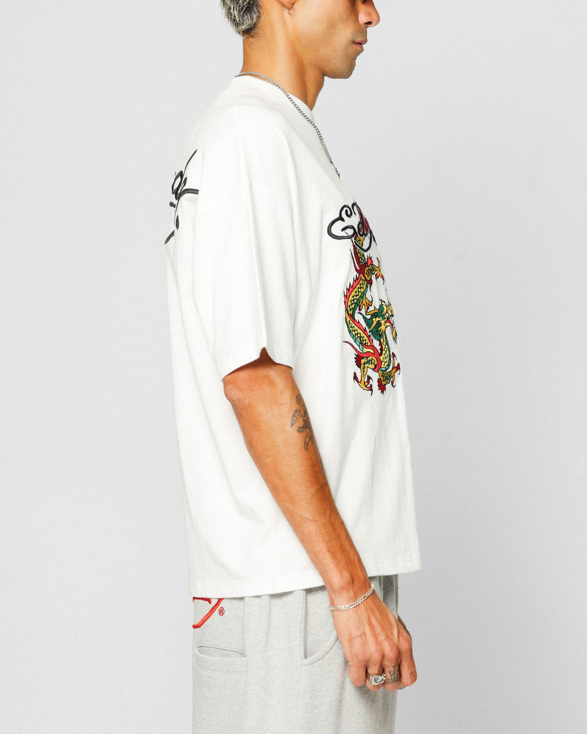 New Products Ed Hardy Dragon Oversized T-Shirt Off White