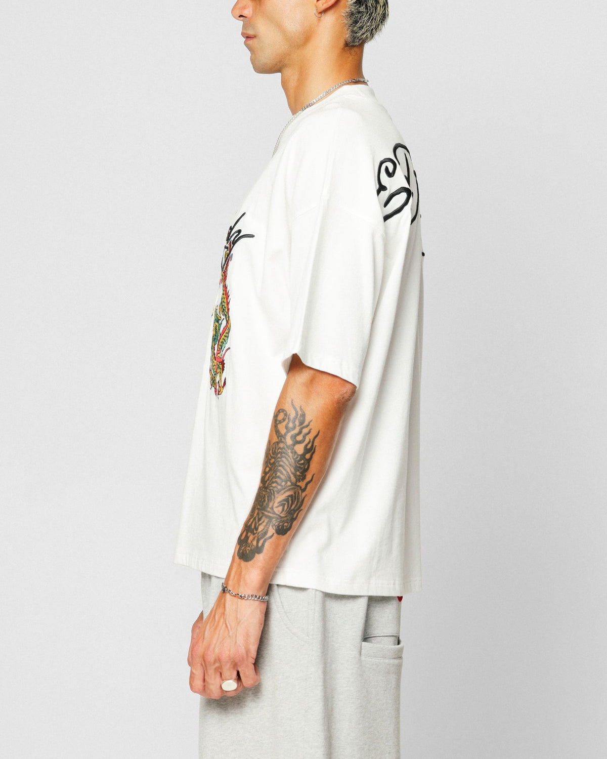 New Products Ed Hardy Dragon Oversized T-Shirt Off White