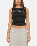 New Products Ed Hardy Women's Chrome Boatneck Tank Black
