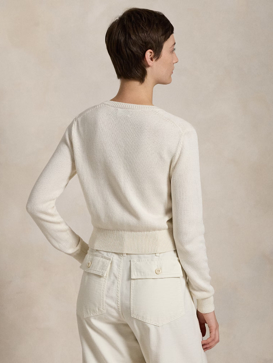 2026 New Arrival Cardigan Girocollo in Cotone Bianco