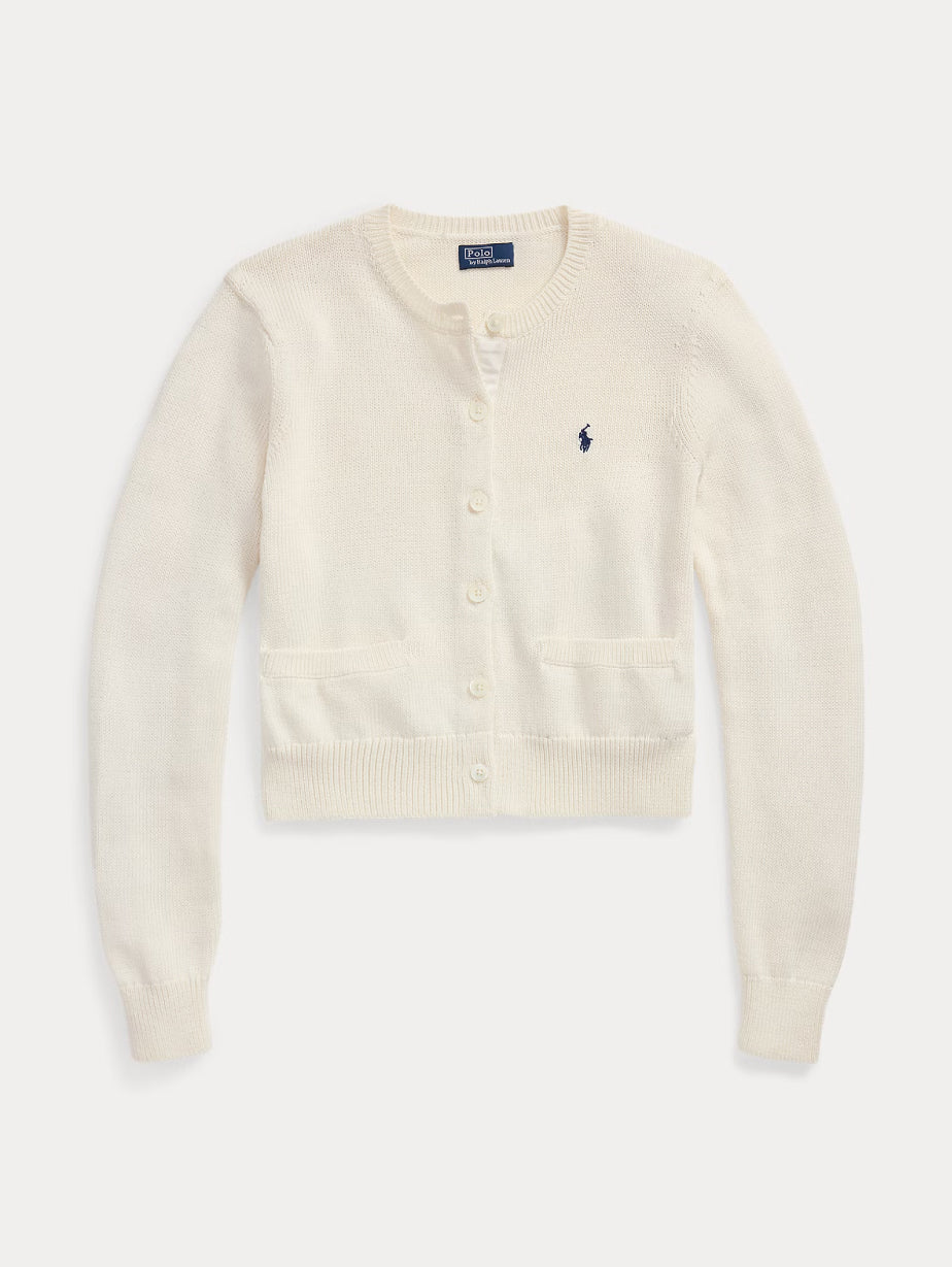 2026 New Arrival Cardigan Girocollo in Cotone Bianco