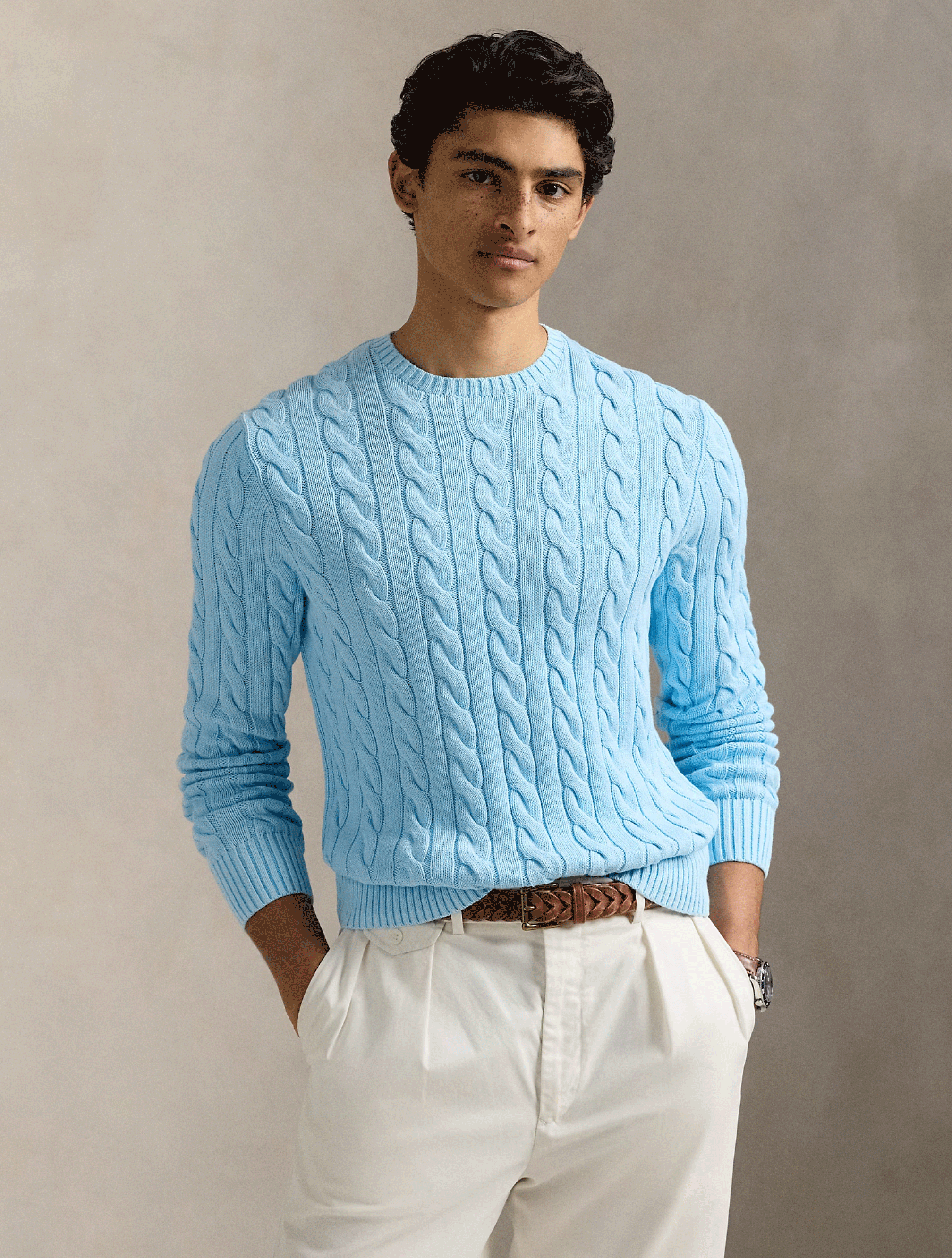 2026 New Arrival Maglione a Trecce Tinto in Capo Cielo