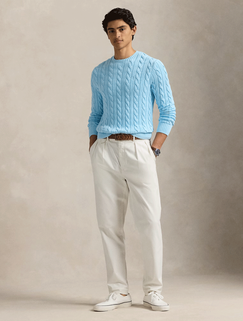 2026 New Arrival Maglione a Trecce Tinto in Capo Cielo
