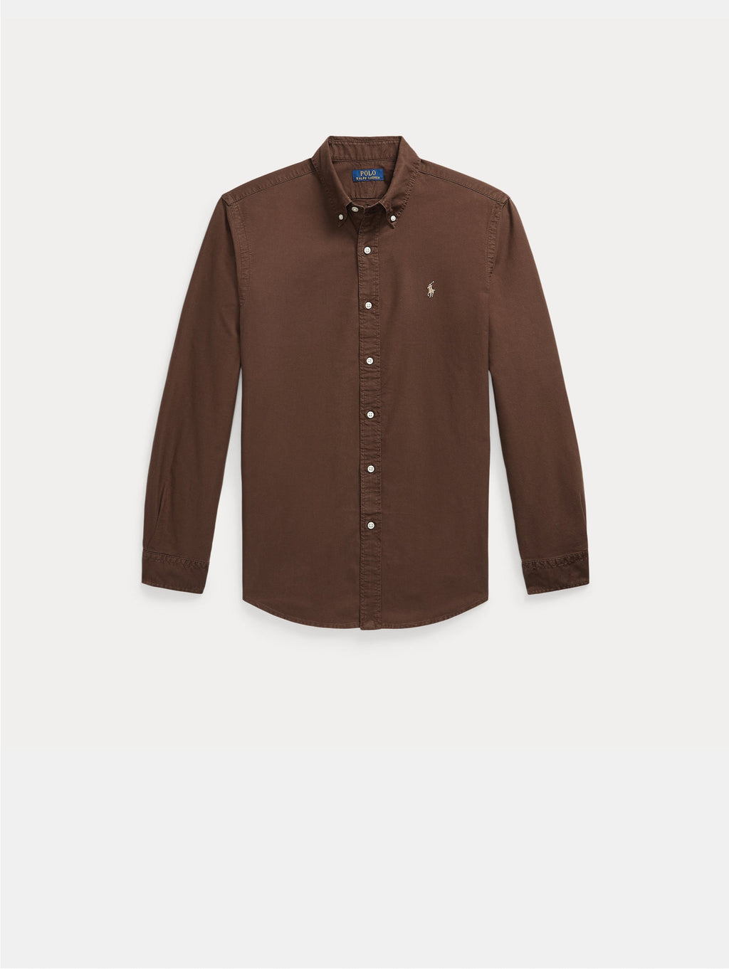 2026 New Arrival Camicia Oxford Custom Fit Tinta in Capo Marrone