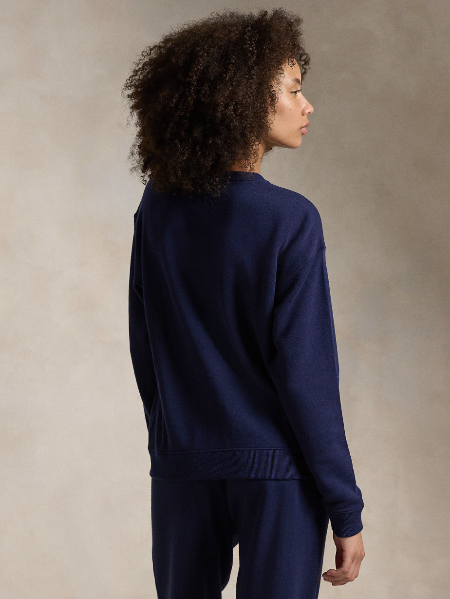2026 New Arrival Felpa Girocollo in Cotone Loopback Blu