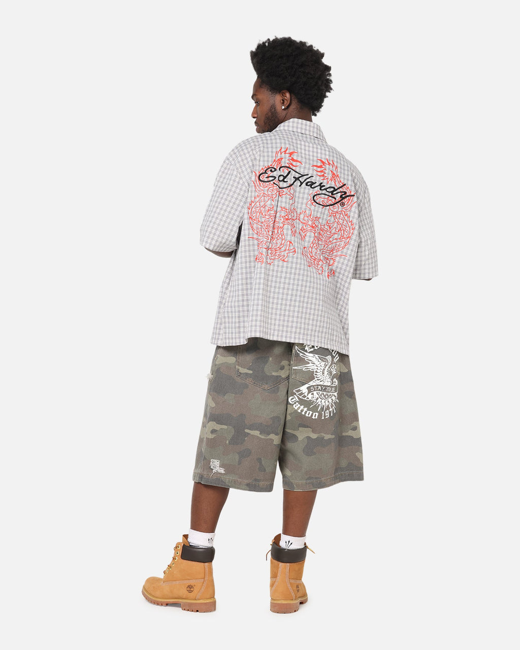 New Products Ed Hardy Dragon Zip Shirt Grey/White