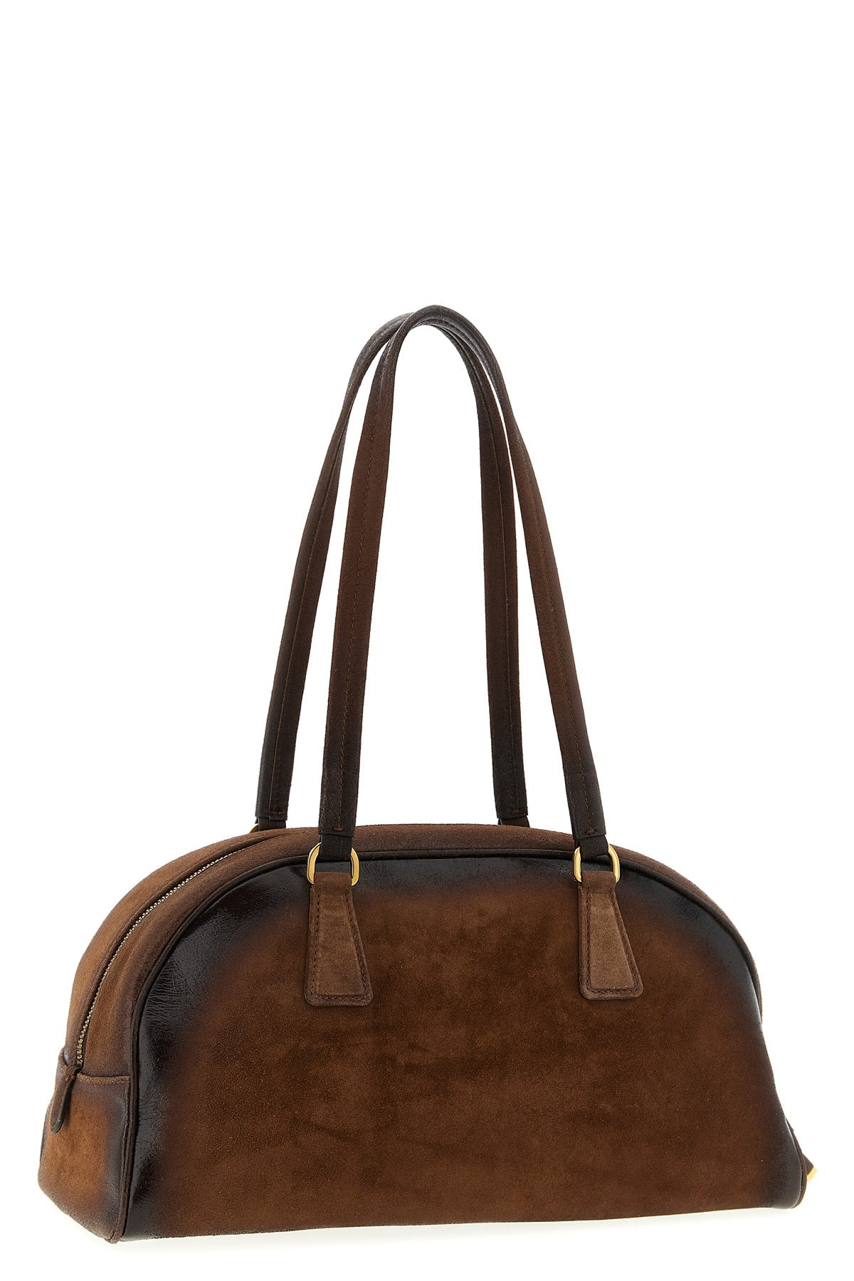 2026 New Arrival medium prada bowling suede top case handcrafted for a lived-in effect