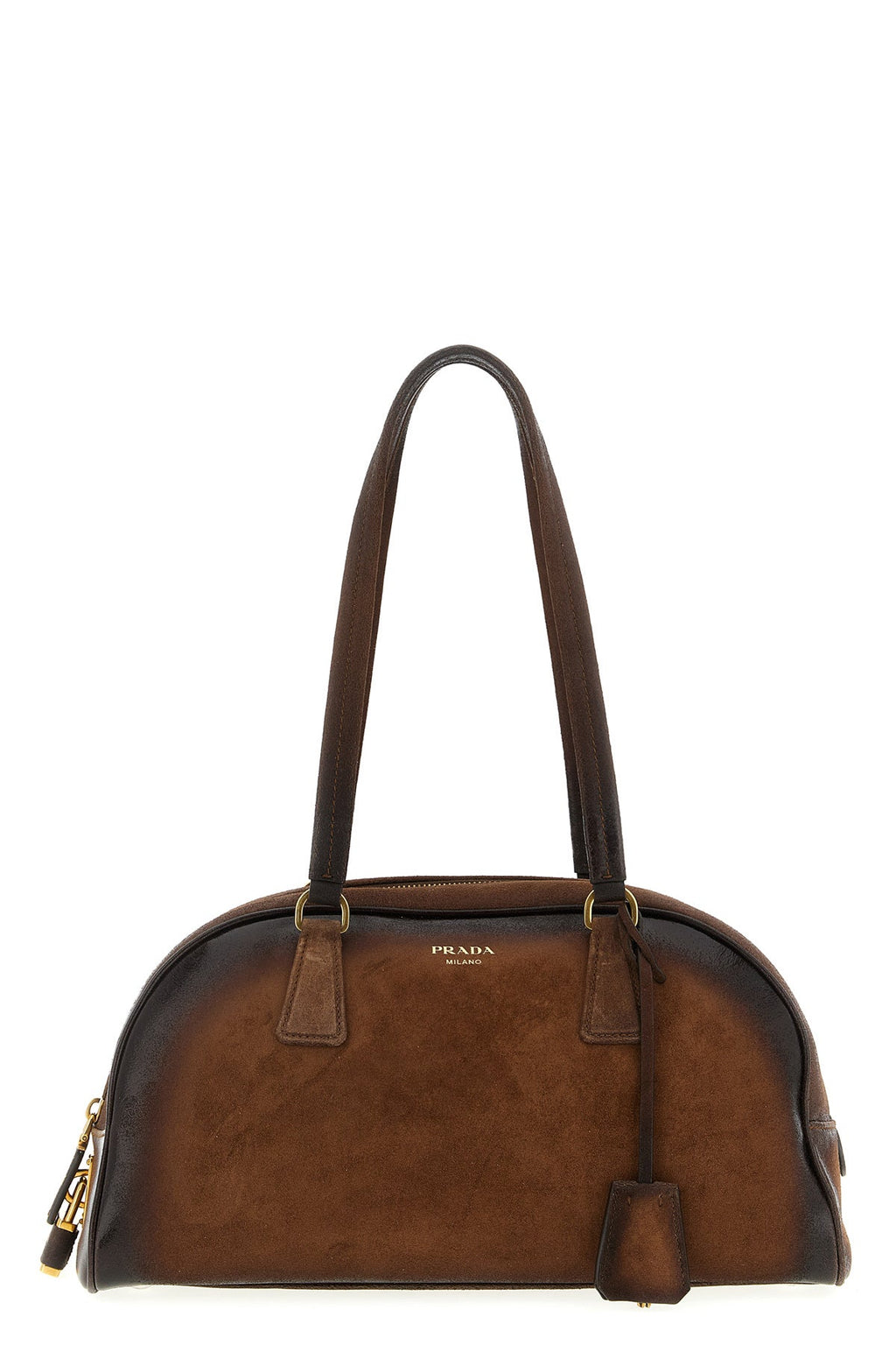 2026 New Arrival medium prada bowling suede top case handcrafted for a lived-in effect