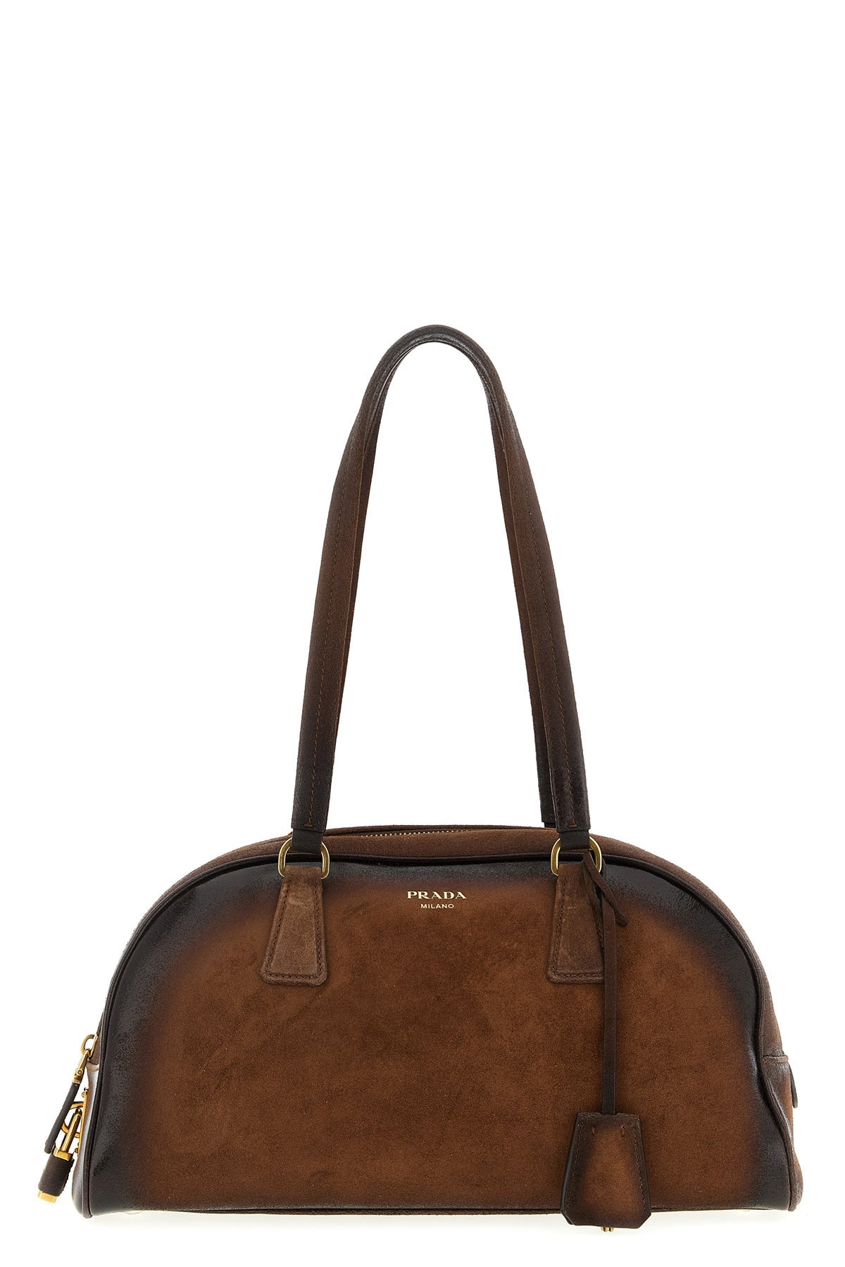 2026 New Arrival medium prada bowling suede top case handcrafted for a lived-in effect