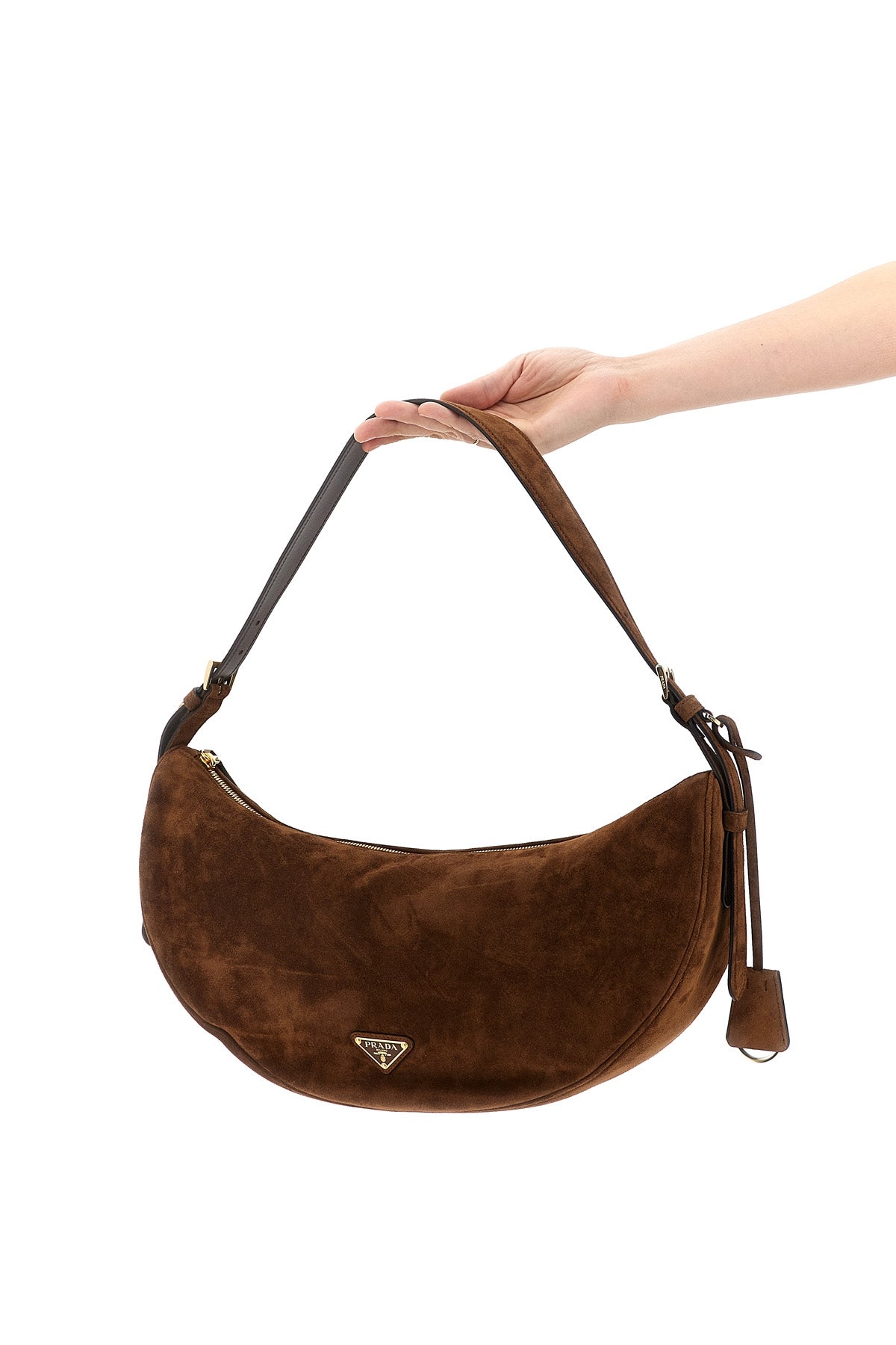 2026 New Arrival prada demi-lune large suede shoulder bag