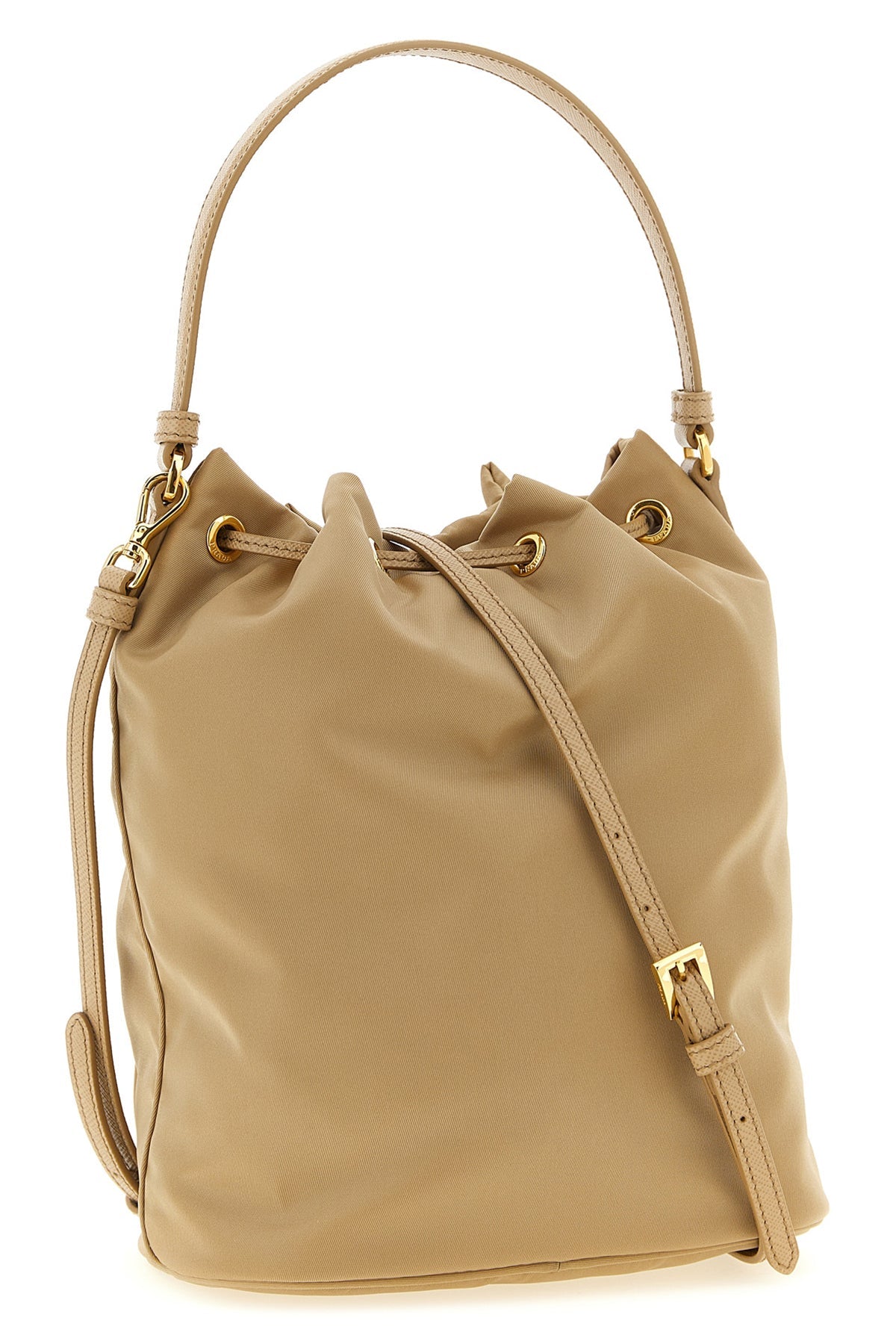 2026 New Arrival prada duet re-nylon and saffiano leather tone-on-tone bucket bag