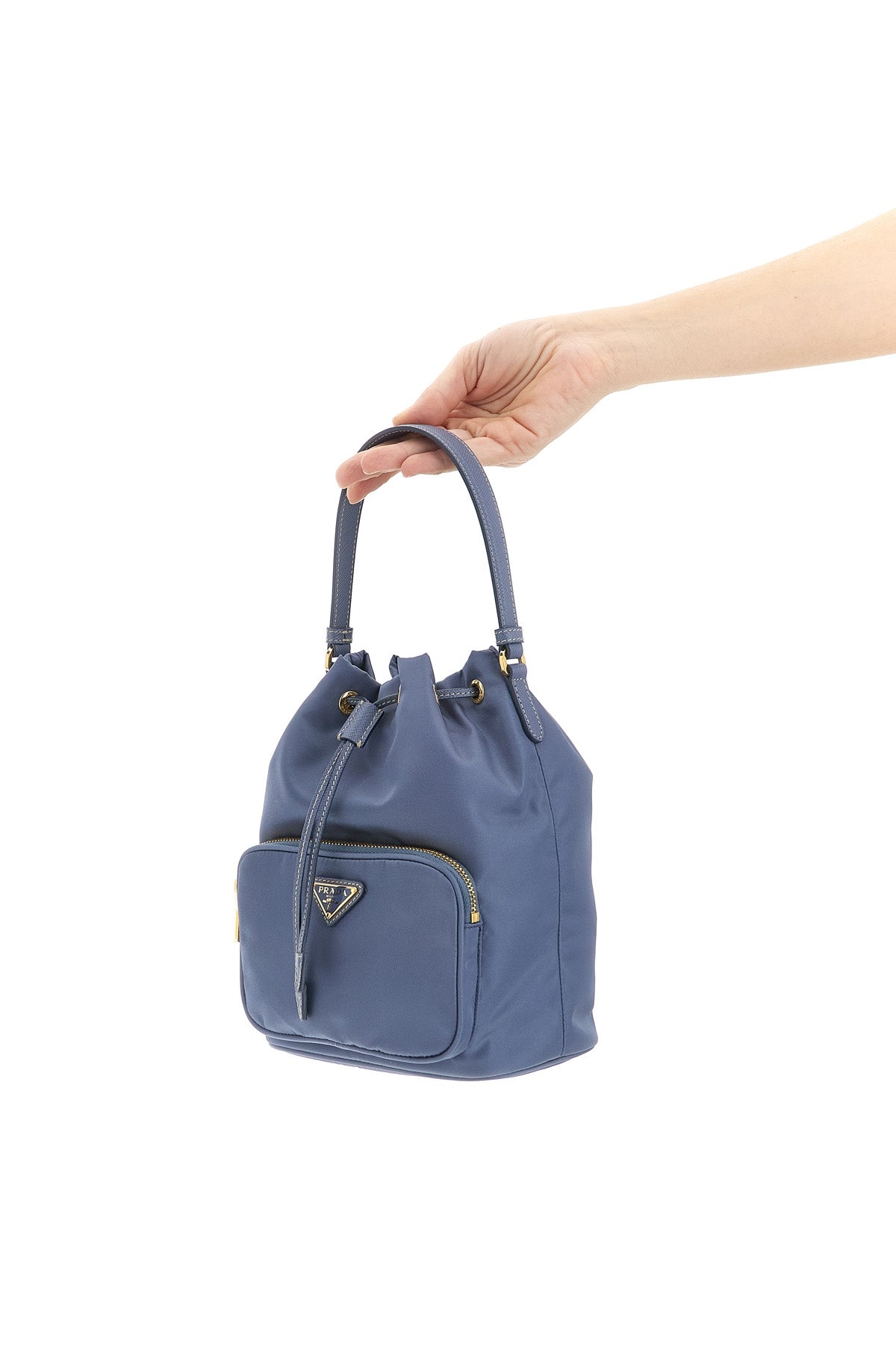 2026 New Arrival prada duet re-nylon and saffiano leather tone-on-tone bucket bag