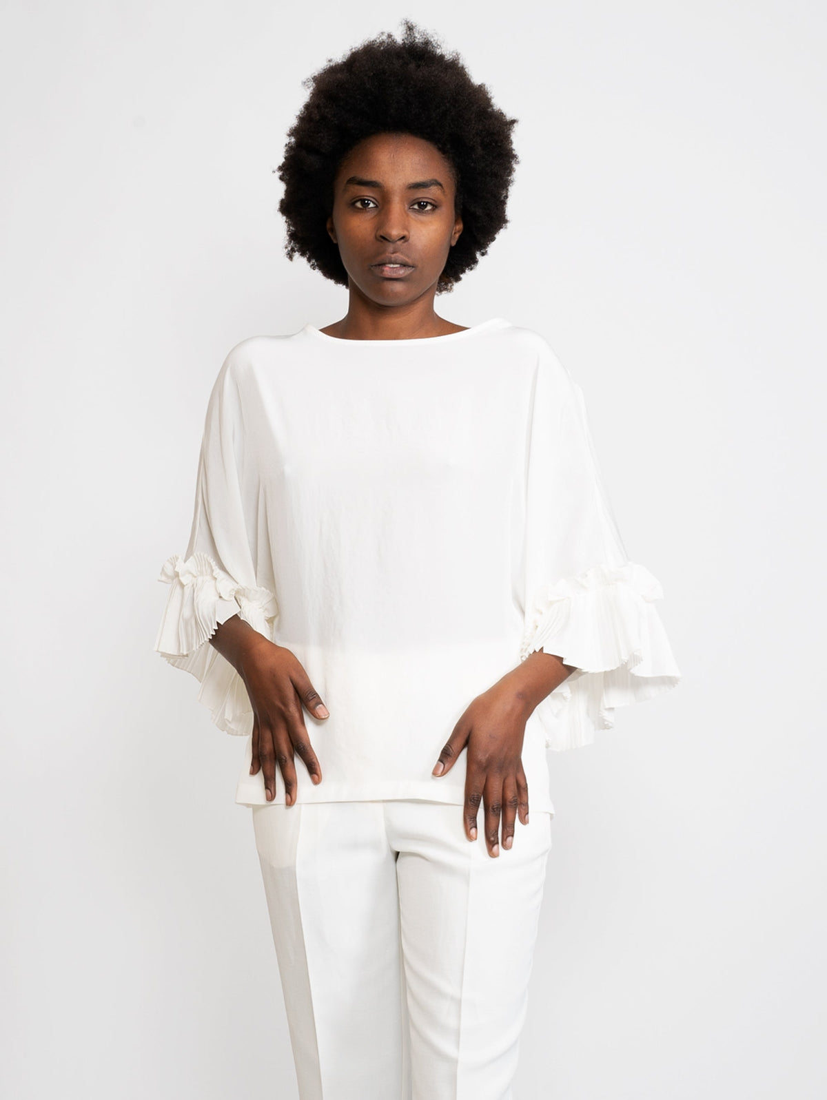 2026 New Arrival Blusa con Ruches Panna