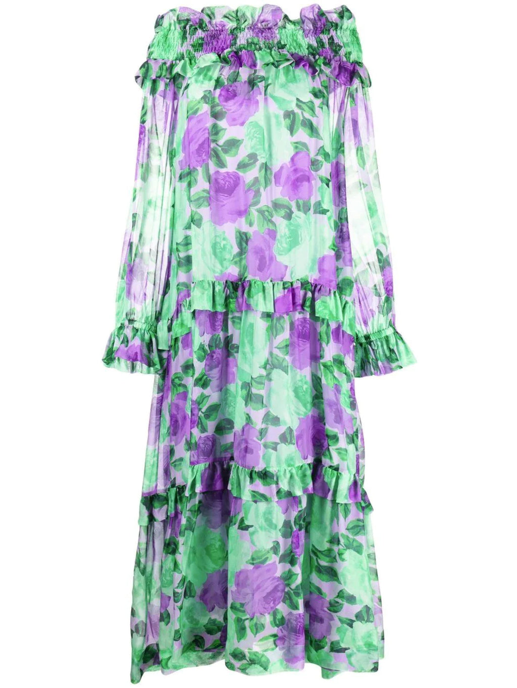 2026 New Arrival Abito in Seta Floreale Verde