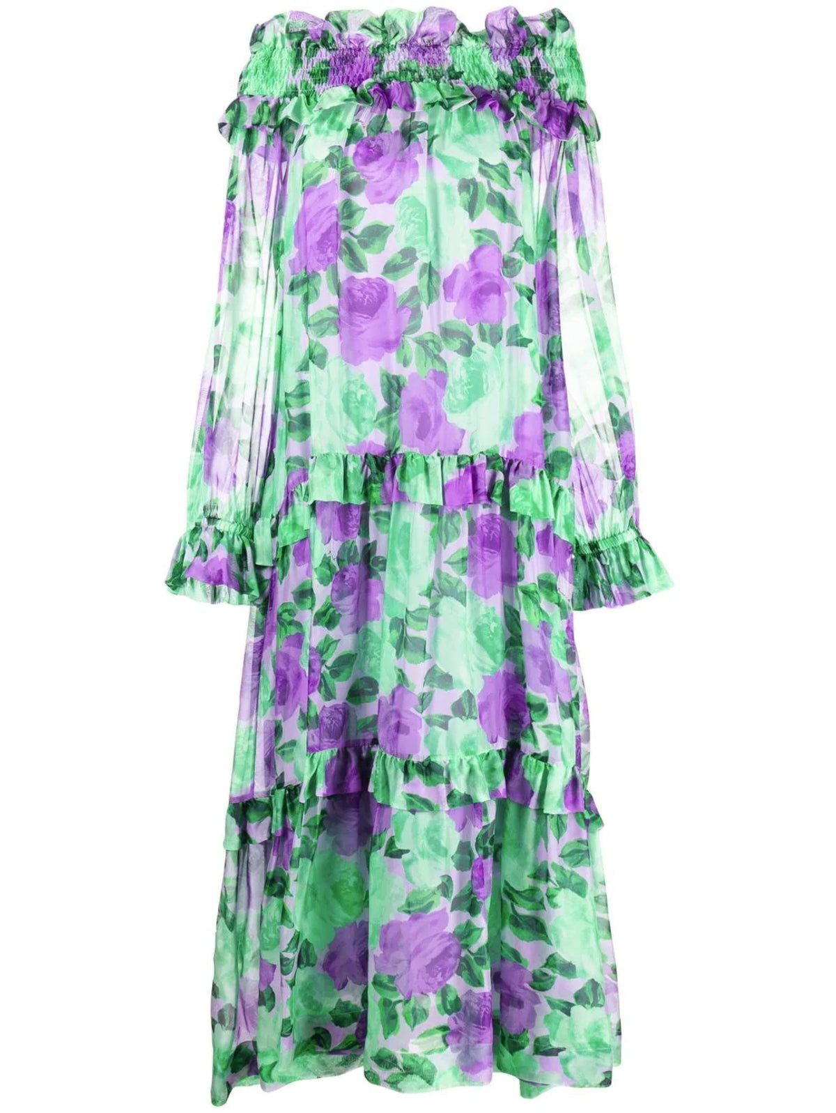 2026 New Arrival Abito in Seta Floreale Verde