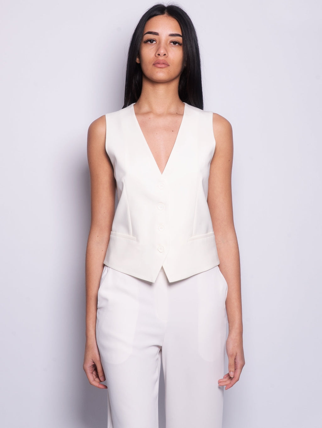 2026 New Arrival Gilet con Scollo a V Panna