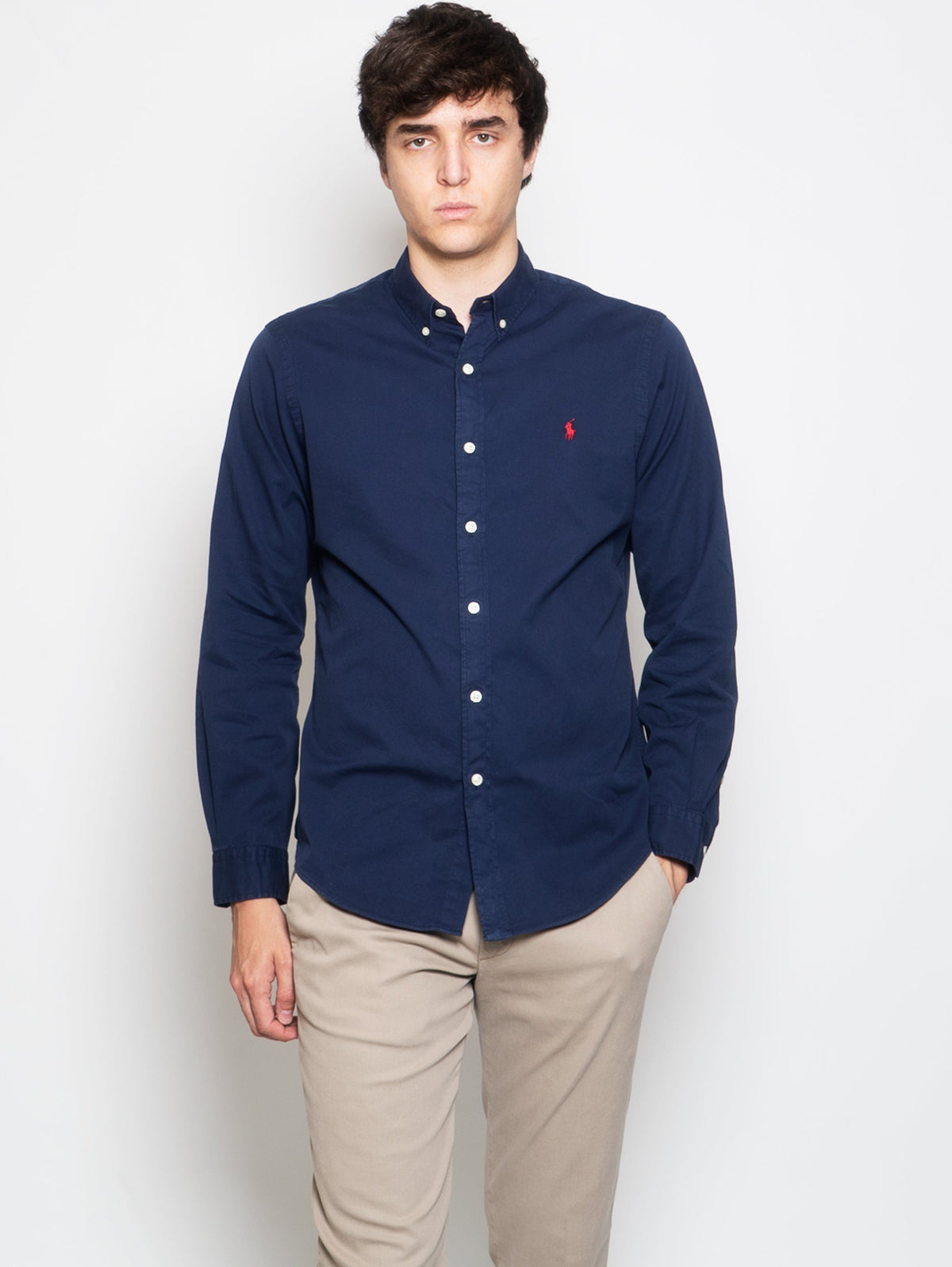 2026 New Arrival Camicia Slim Fit in Twill di Cotone Navy