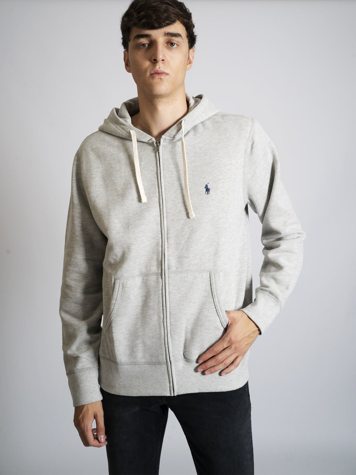 2026 New Arrival Felpa con Zip e Cappuccio Grigio