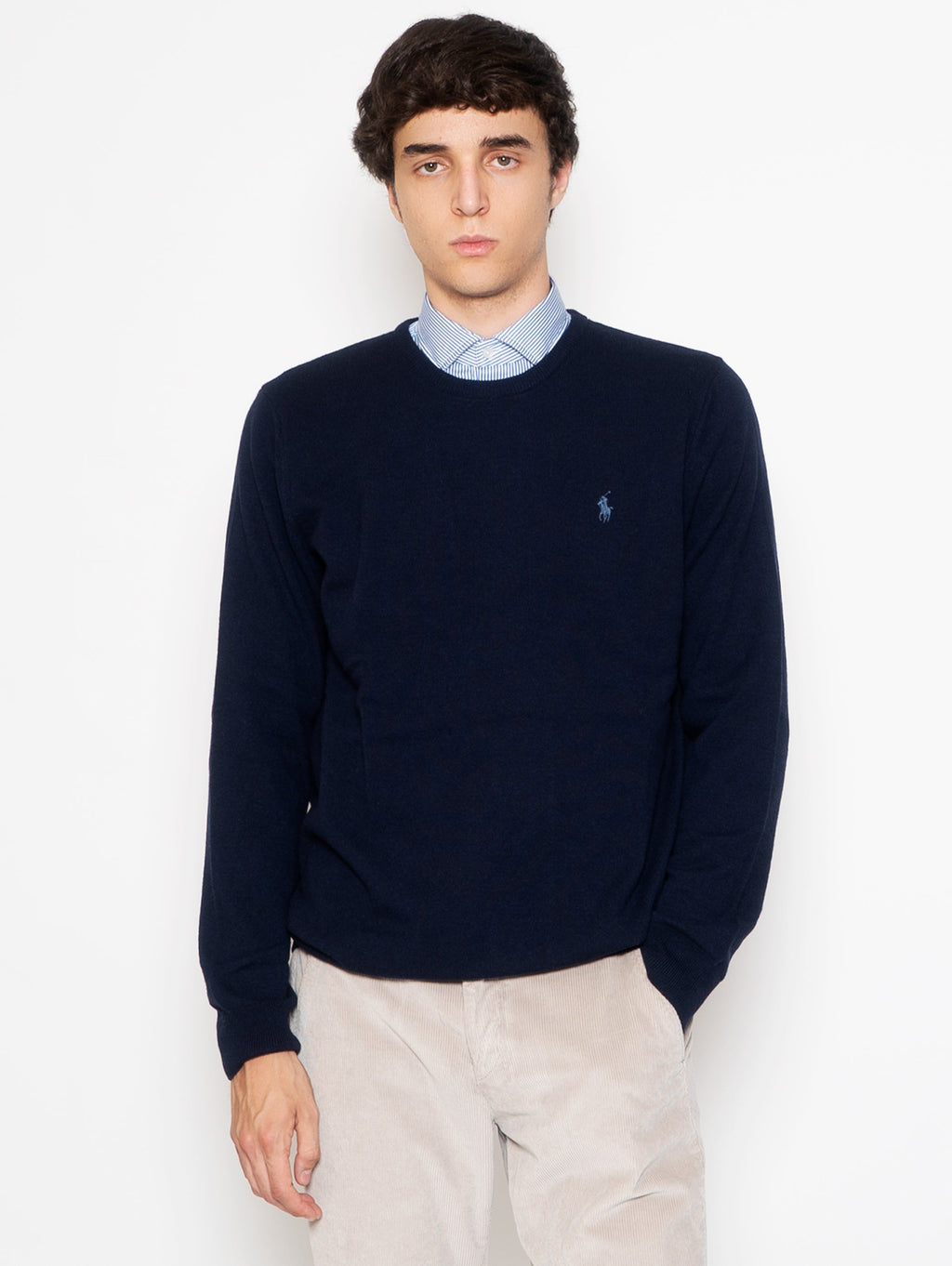 2026 New Arrival Maglia Girocollo in Lana Blu Navy