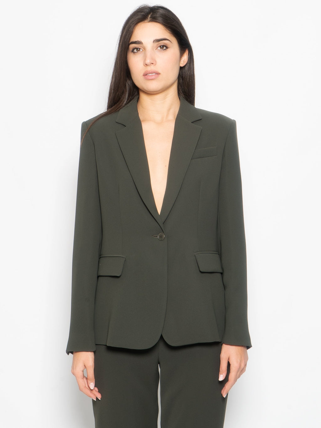 2026 New Arrival Giacca un Petto in Cady Verde Oliva