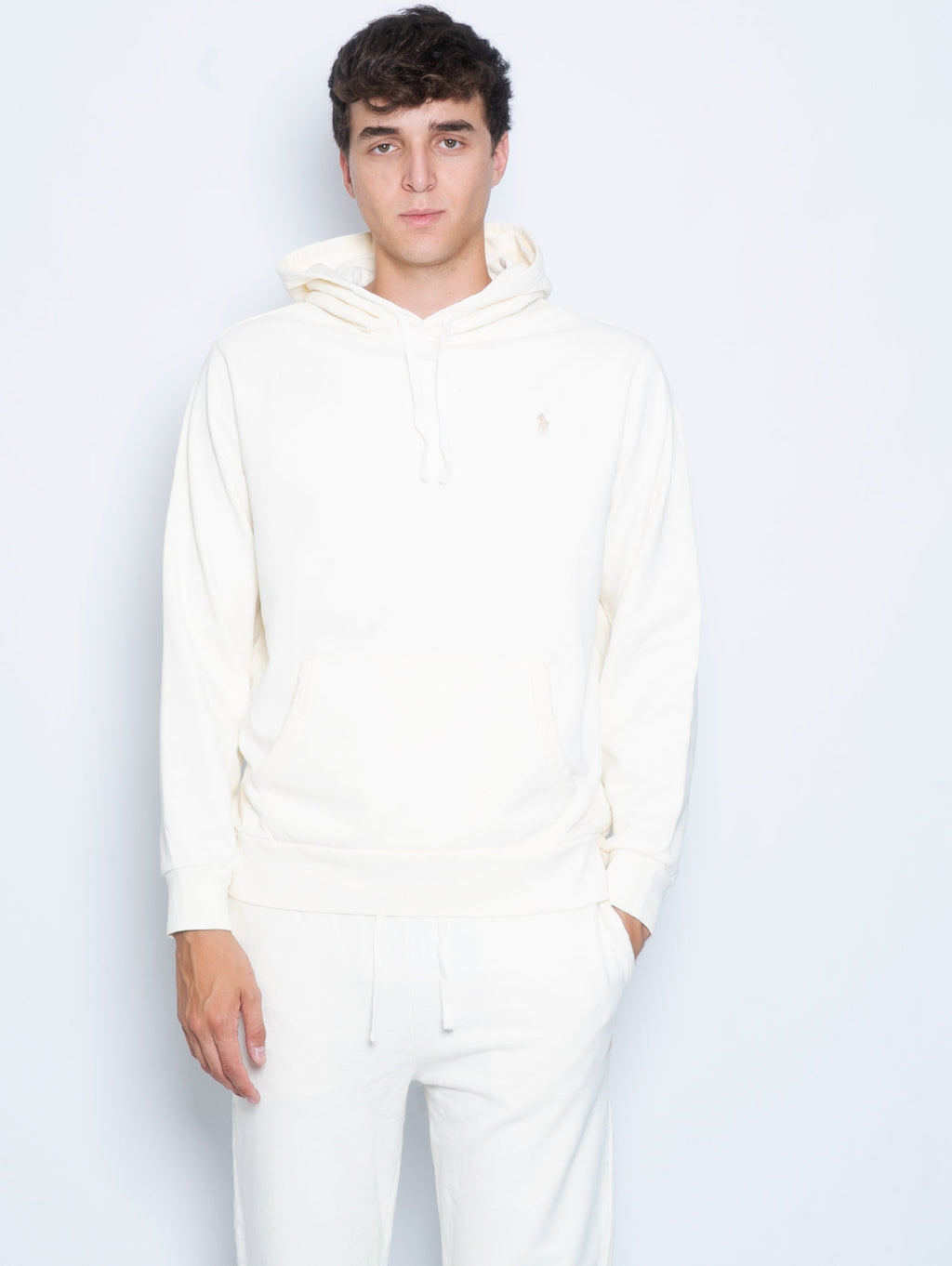 2026 New Arrival Felpa con Cappuccio in Spugna Loopback Crema