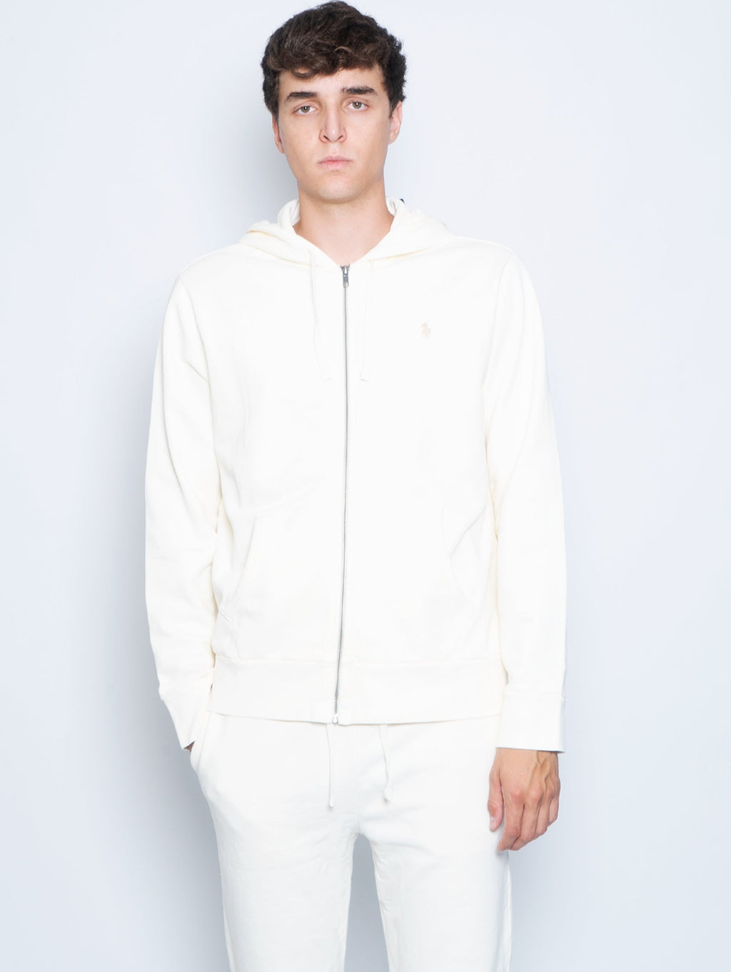 2026 New Arrival Felpa con Cerniera in Spugna Loopback Crema