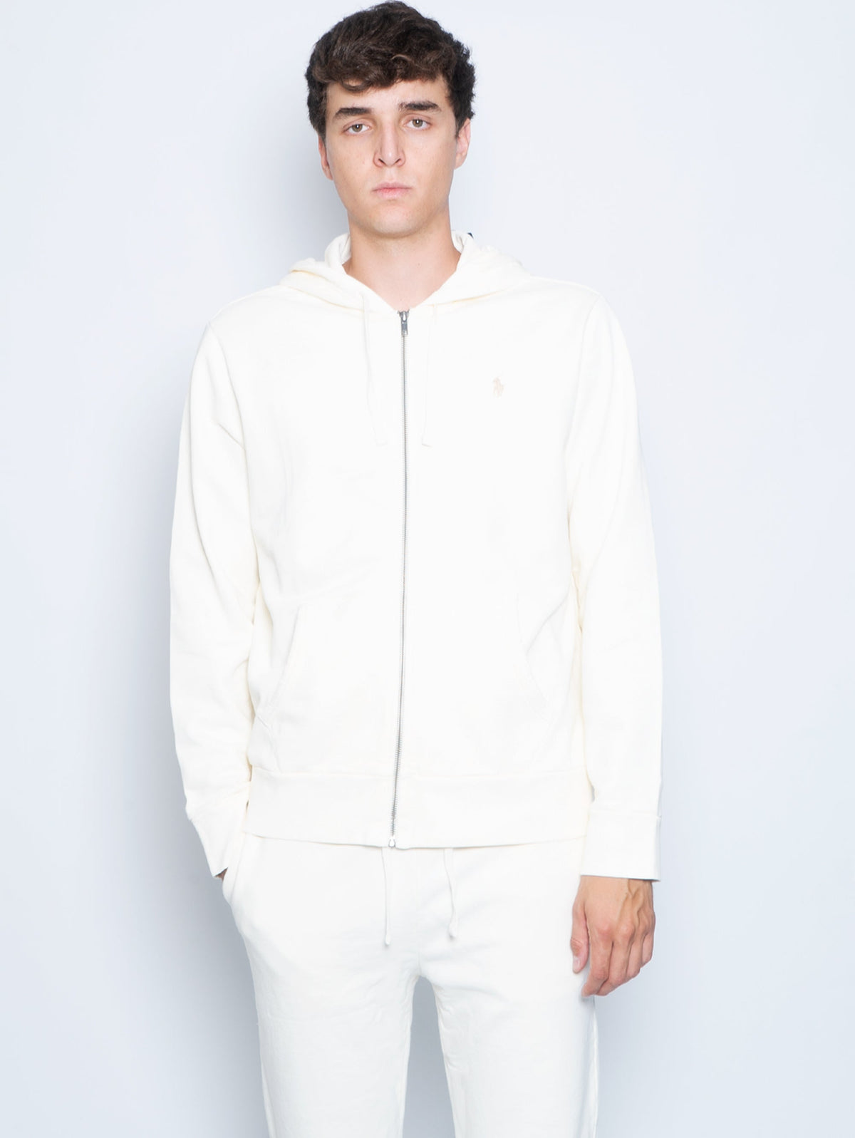 2026 New Arrival Felpa con Cerniera in Spugna Loopback Crema