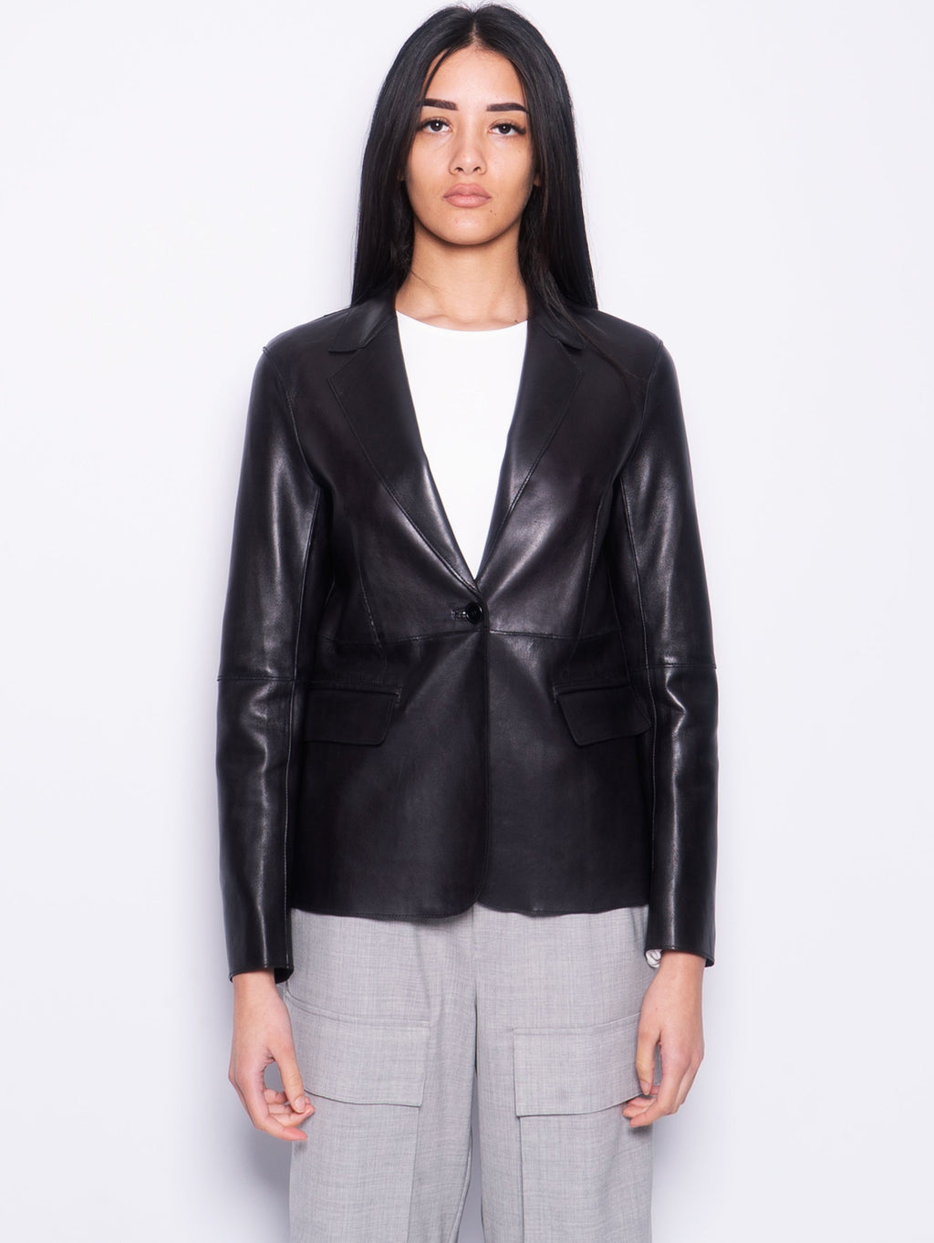 2026 New Arrival Giacca Blazer in Pelle Nero