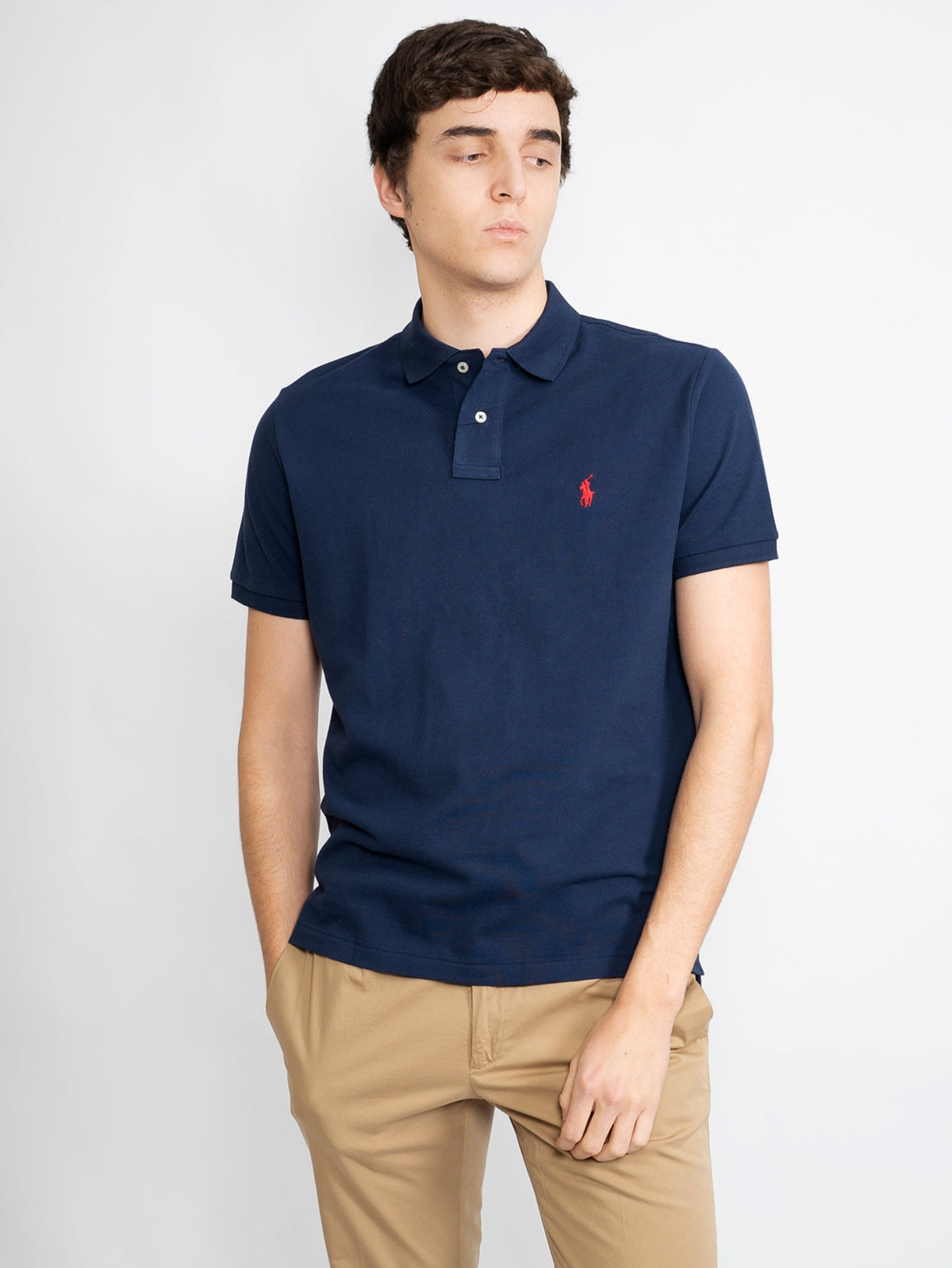 2026 New Arrival Polo in Piqué Custom Slim Fit Blu