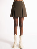 2026 New Arrival Mini Gonna con Bottoni Verde Militare