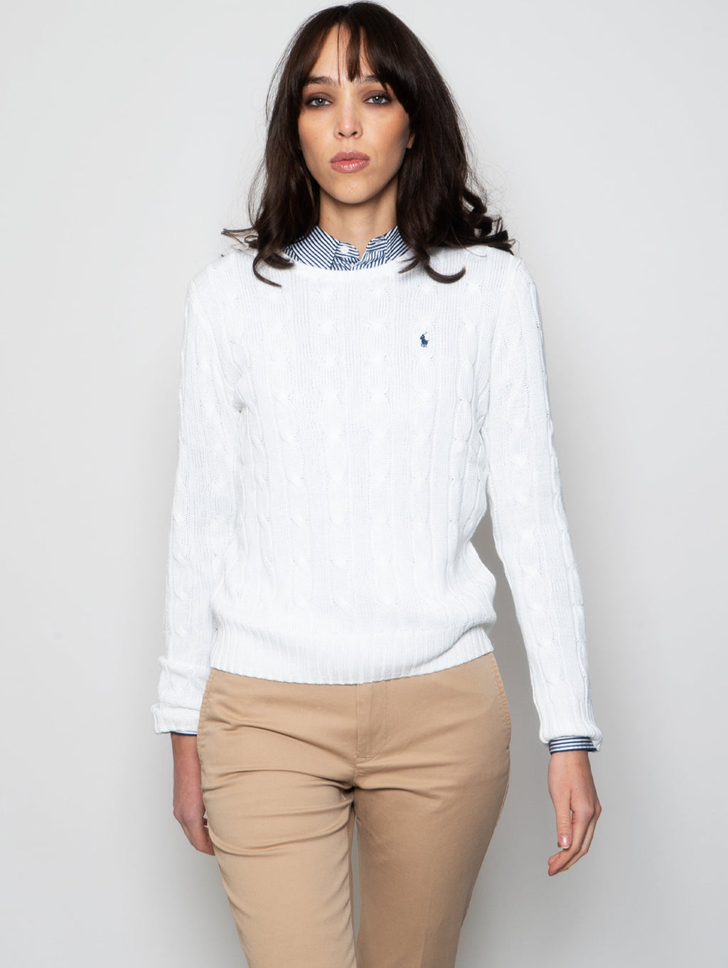 2026 New Arrival Maglia a Trecce in Cotone Bianco