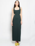 2026 New Arrival Abito Lungo con Fianchi Cut Out Verde Bottiglia