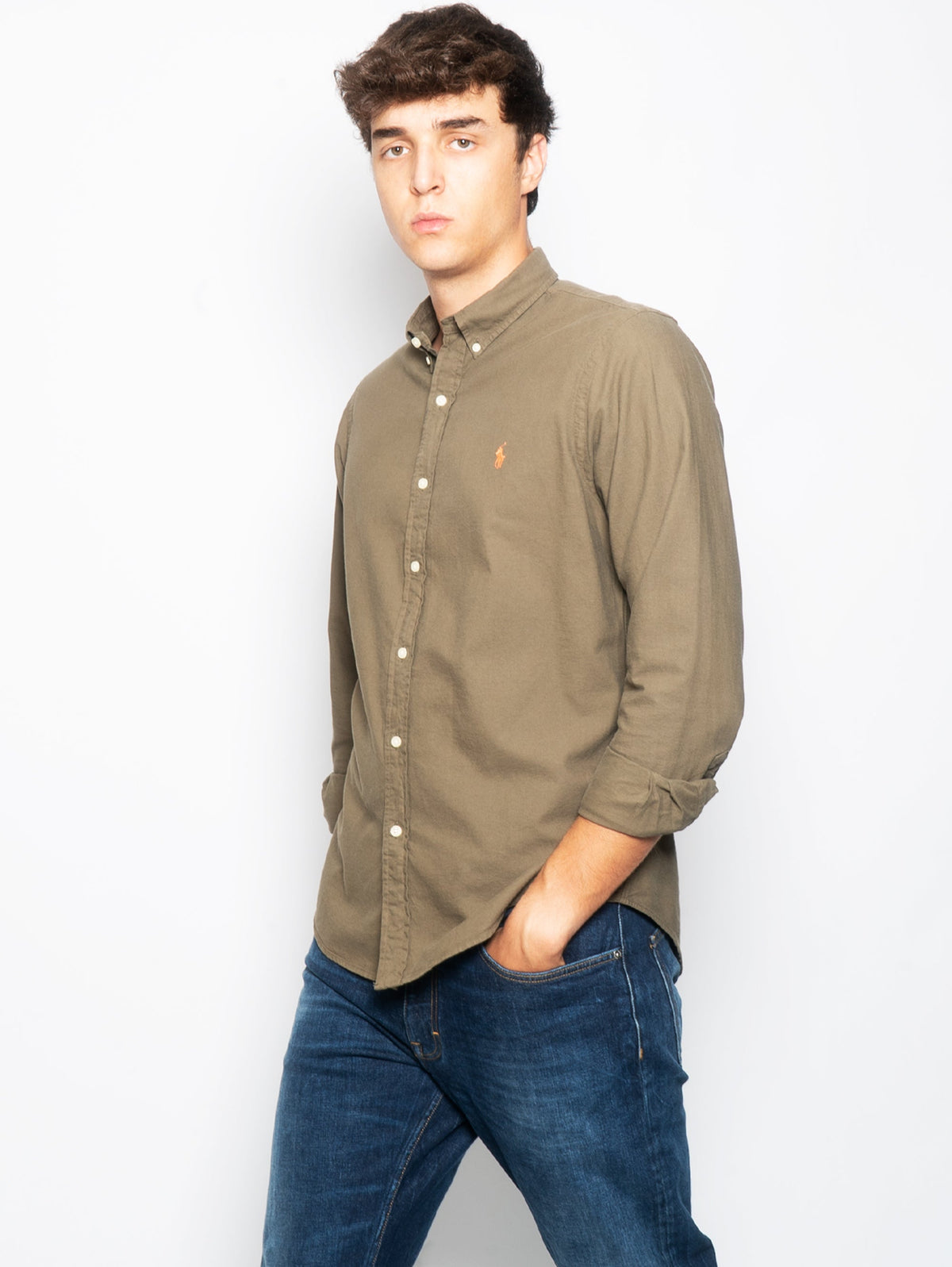 2026 New Arrival Camicia in Cotone Oxford Slim Fit Verde