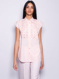 2026 New Arrival Camicia con Ricamo in Cristalli e Paillettes Fior di Pesco