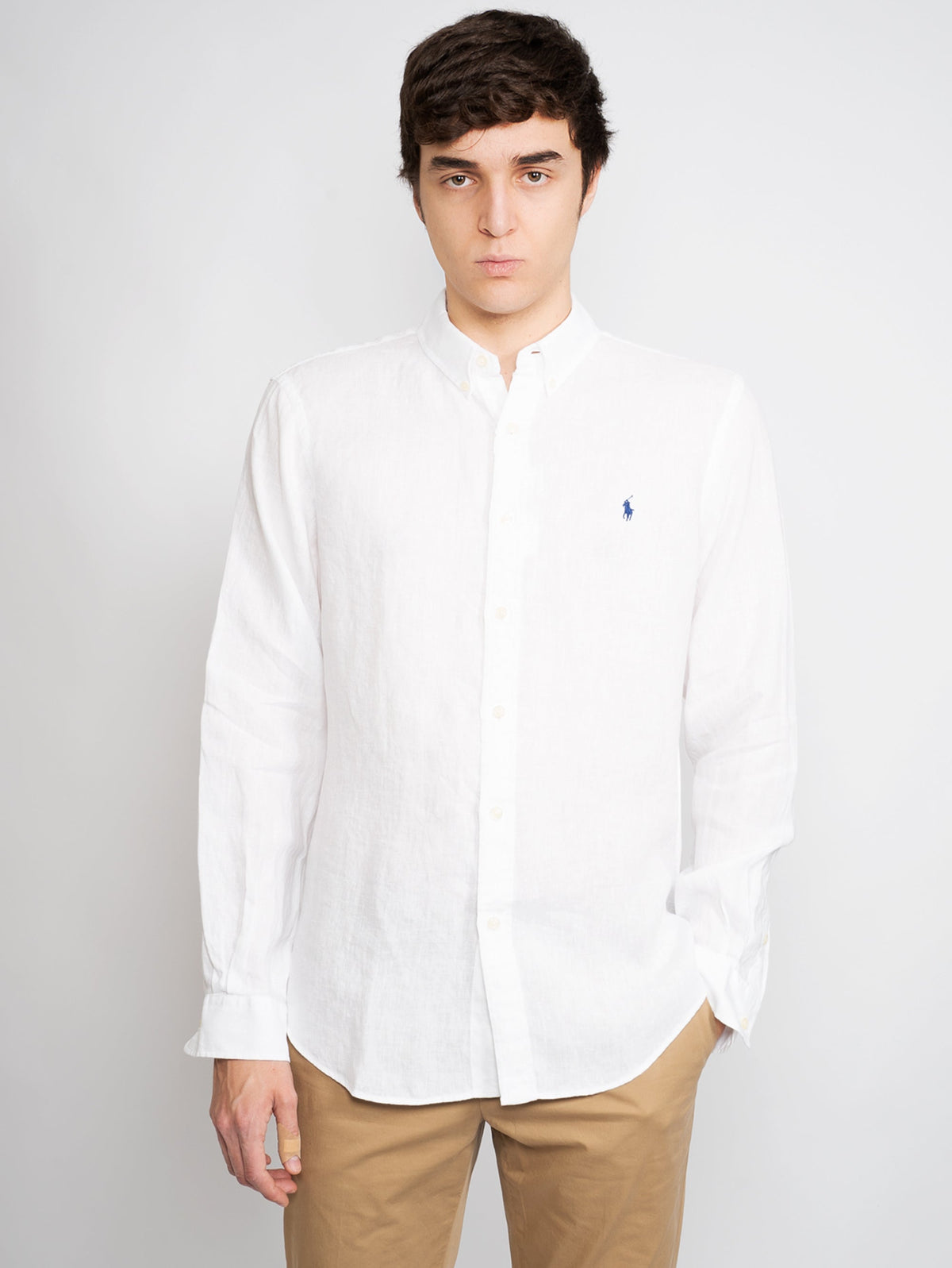 2026 New Arrival Camicia in lino Slim Fit Bianco