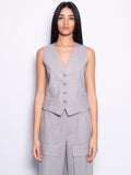 2026 New Arrival Gilet con Scollo a V Grigio Mélange Chiaro