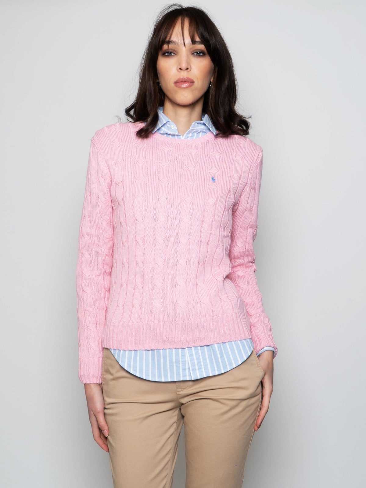 2026 New Arrival Maglia a Trecce in Cotone Rosa