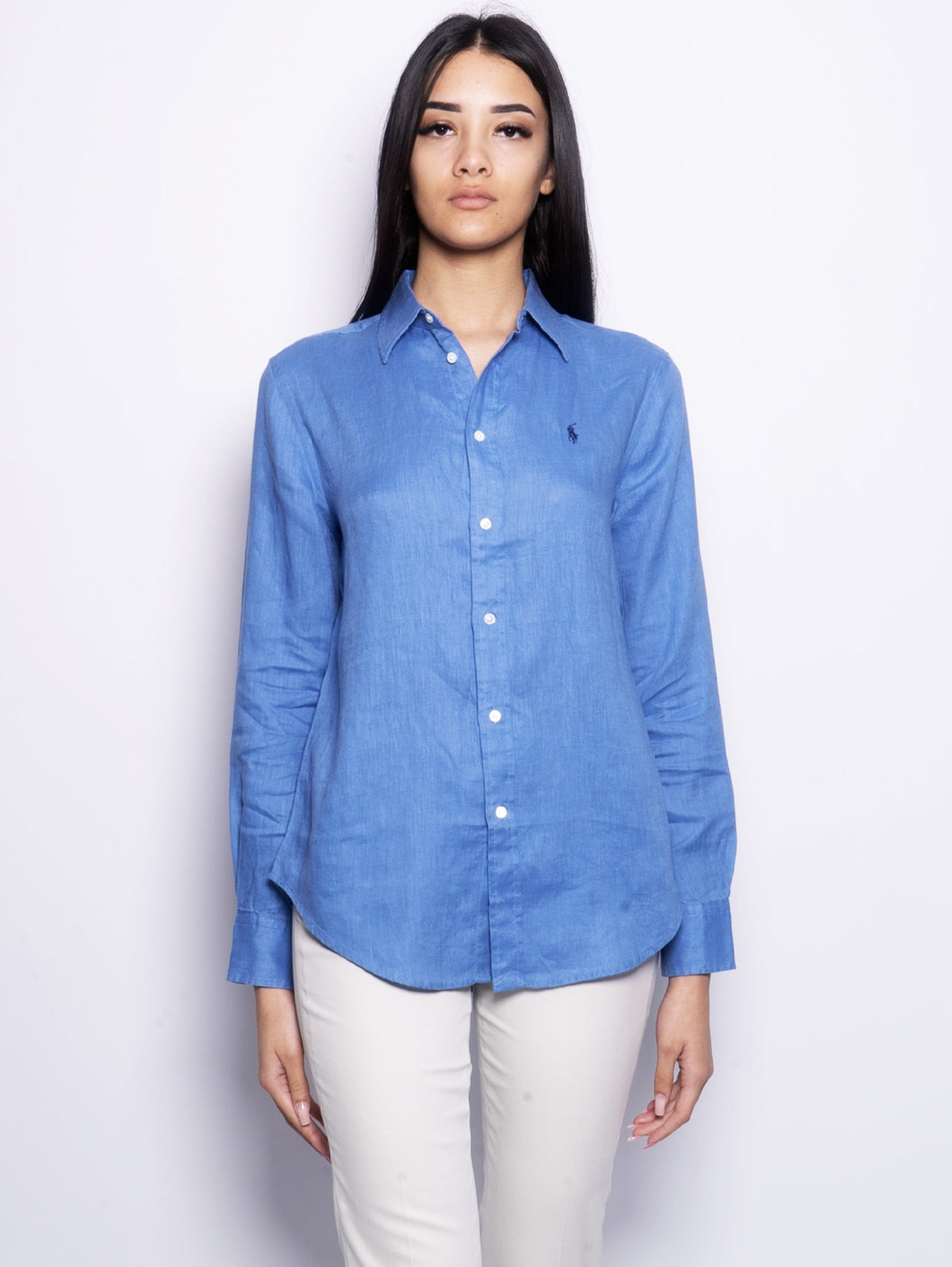 2026 New Arrival Camicia in Lino Over Blu Medio