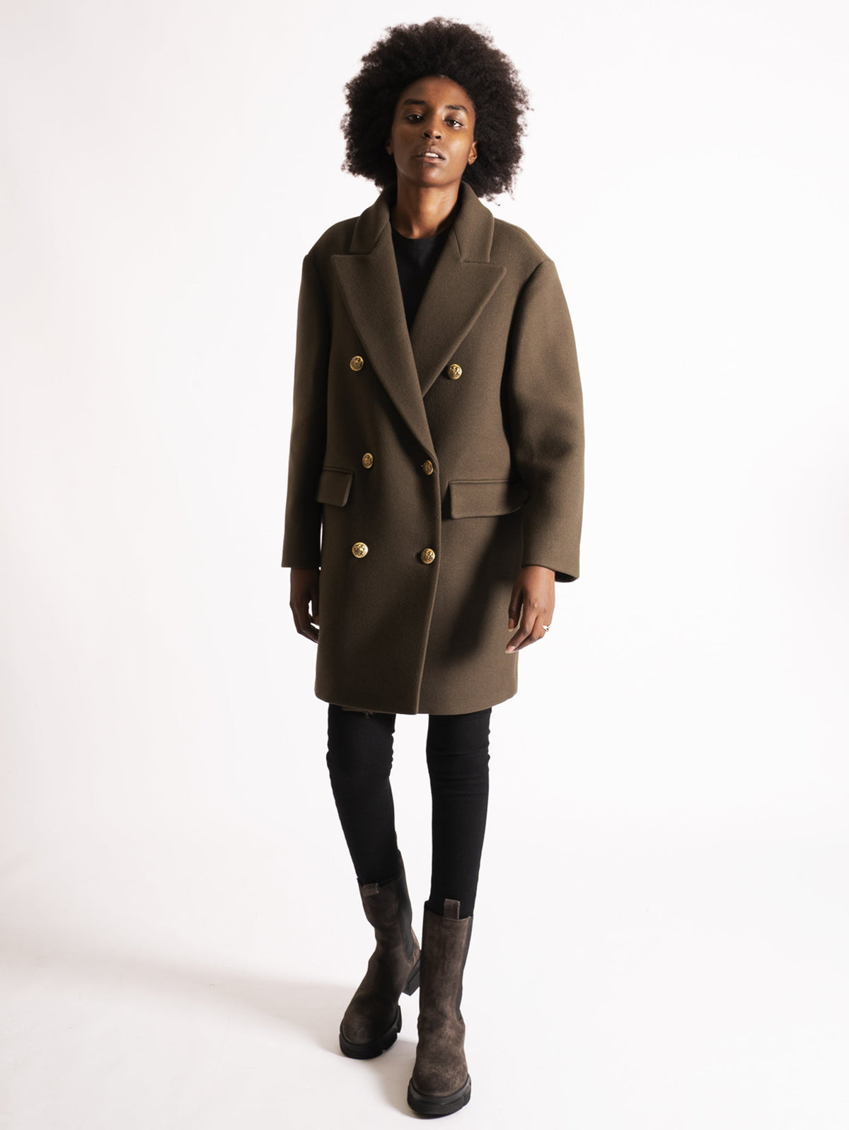 2026 New Arrival Peacoat in Lana Verde Militare