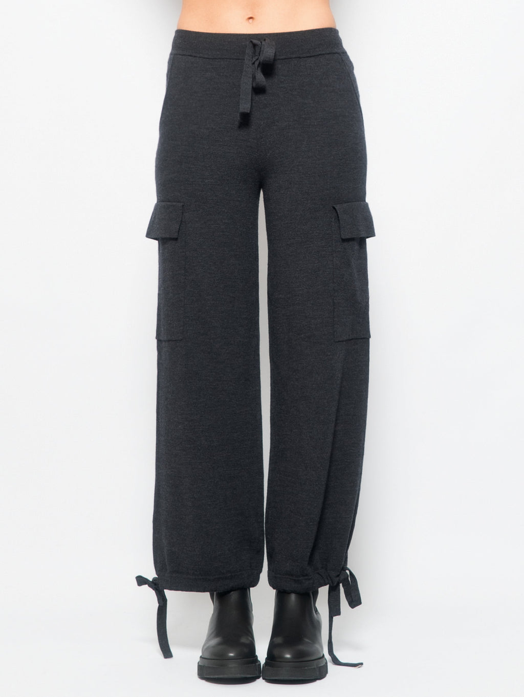 2026 New Arrival Pantalone Cargo in Maglia di Lana Grigio Scuro