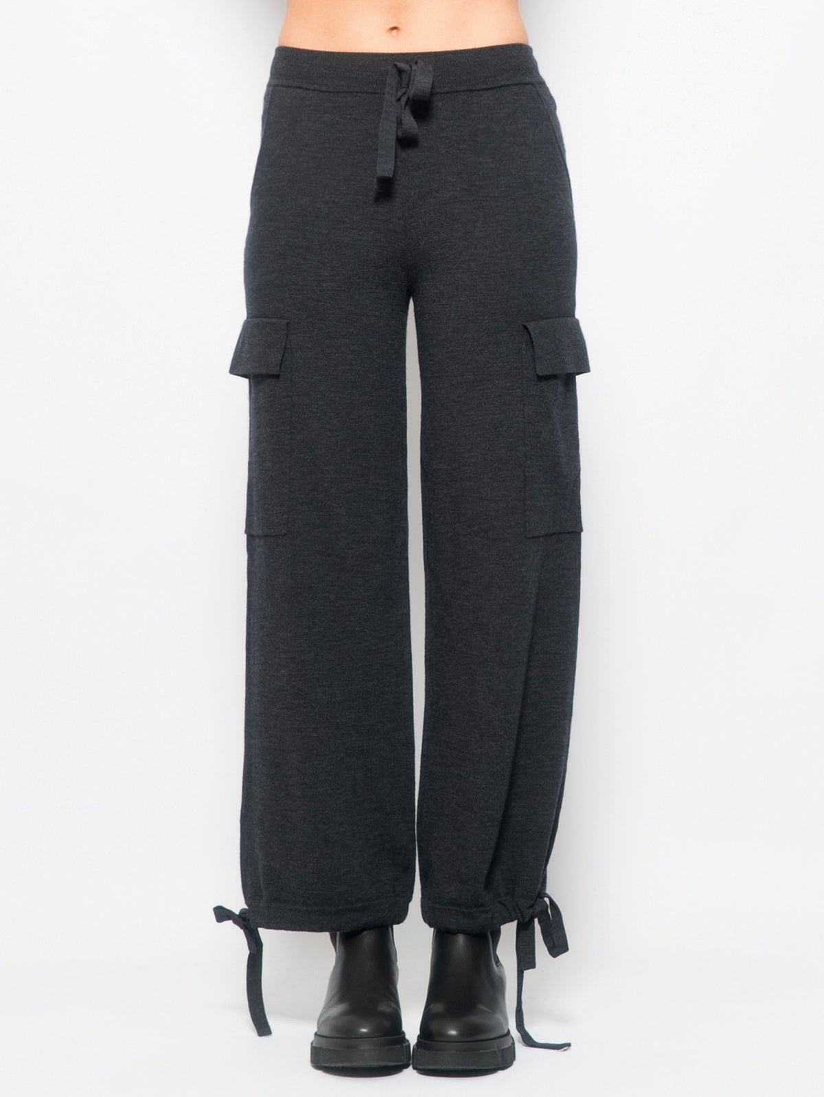 2026 New Arrival Pantalone Cargo in Maglia di Lana Grigio Scuro