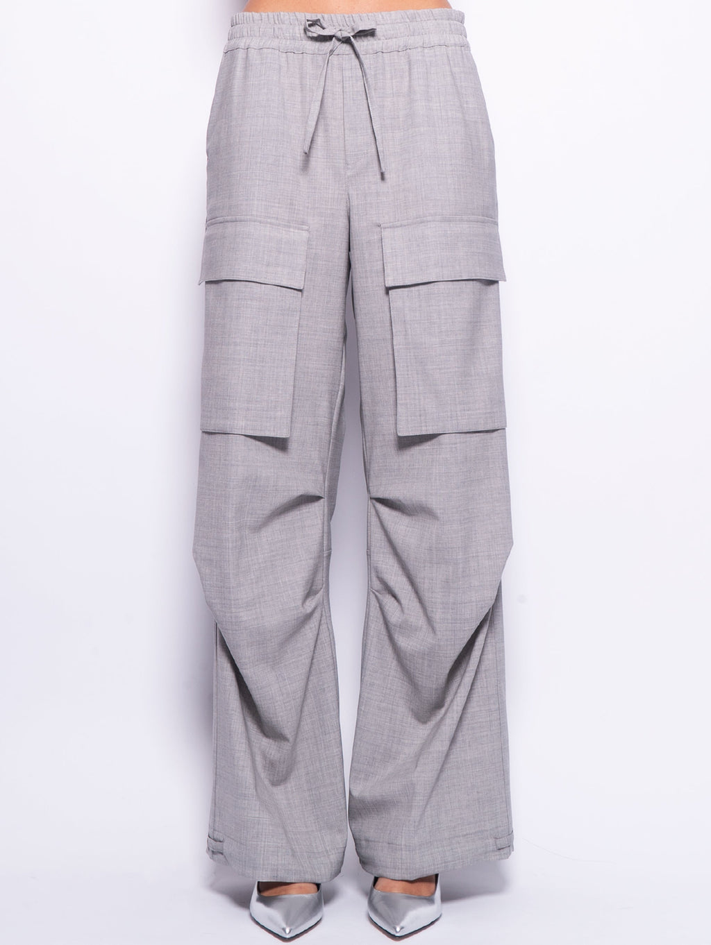 2026 New Arrival Pantaloni Parachute Grigio Mélange Chiaro