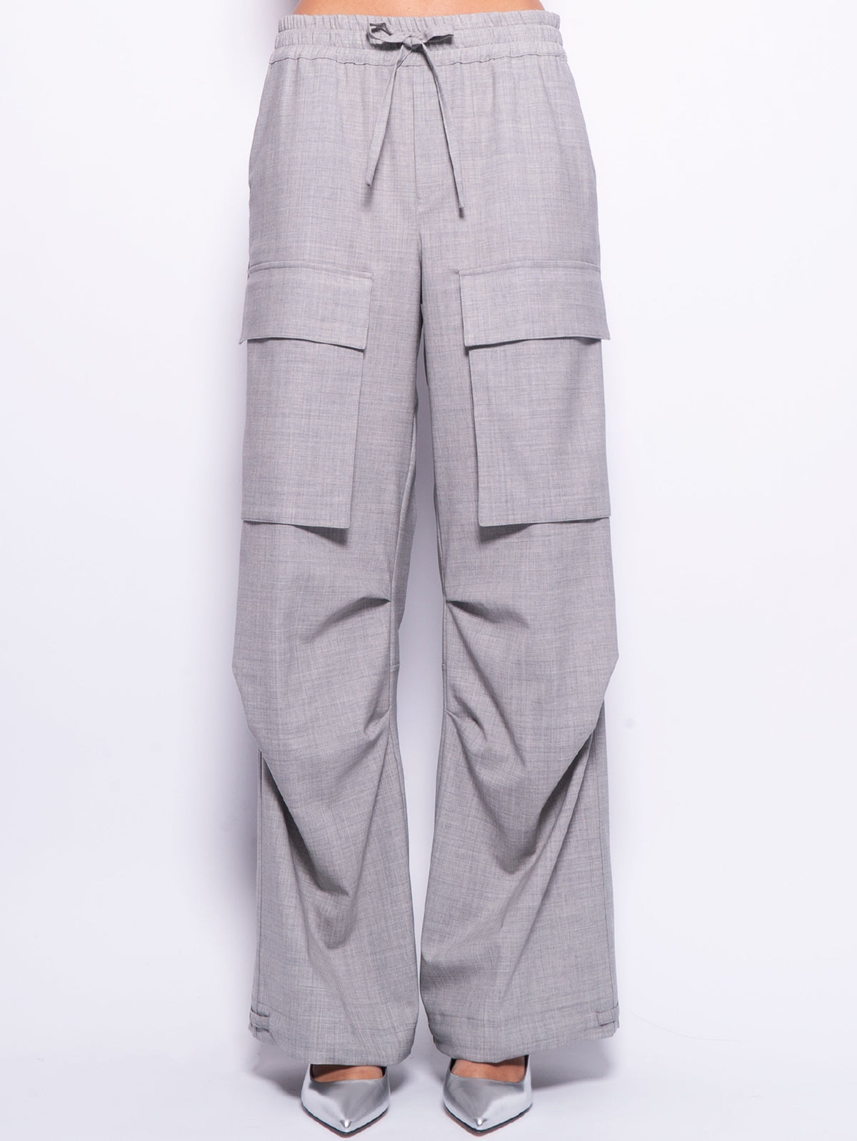 2026 New Arrival Pantaloni Parachute Grigio Mélange Chiaro