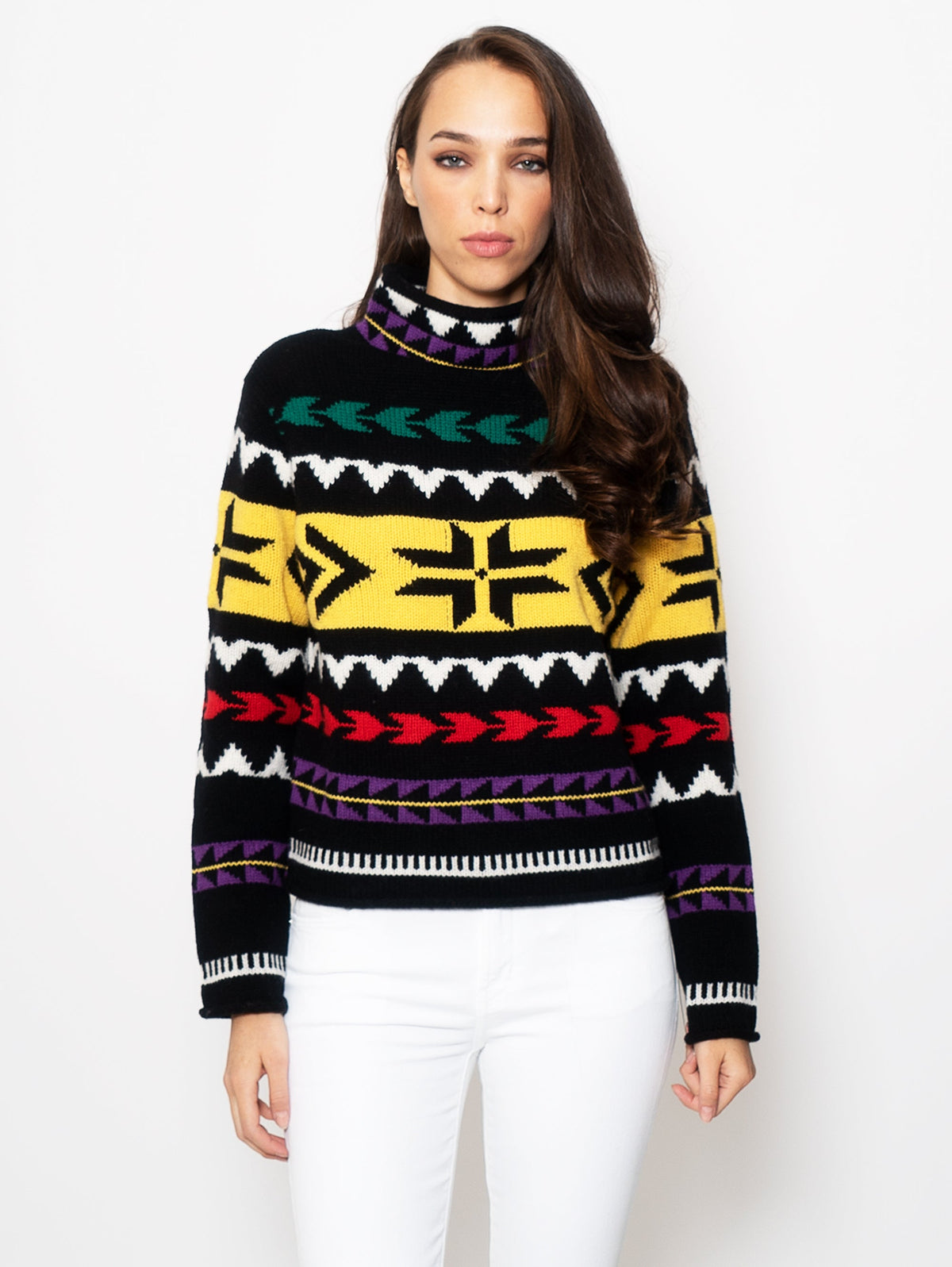 2026 New Arrival Maglia con Intarsi Jacquard Nero