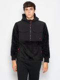 2026 New Arrival Felpa in Pile con Cappuccio e Mezza Zip Nero