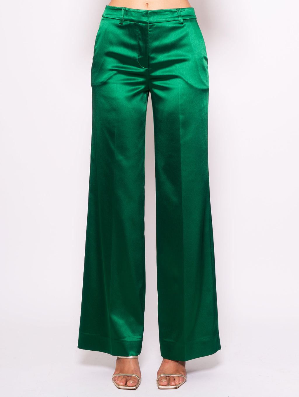 2026 New Arrival Pantaloni Palazzo in Raso Verde
