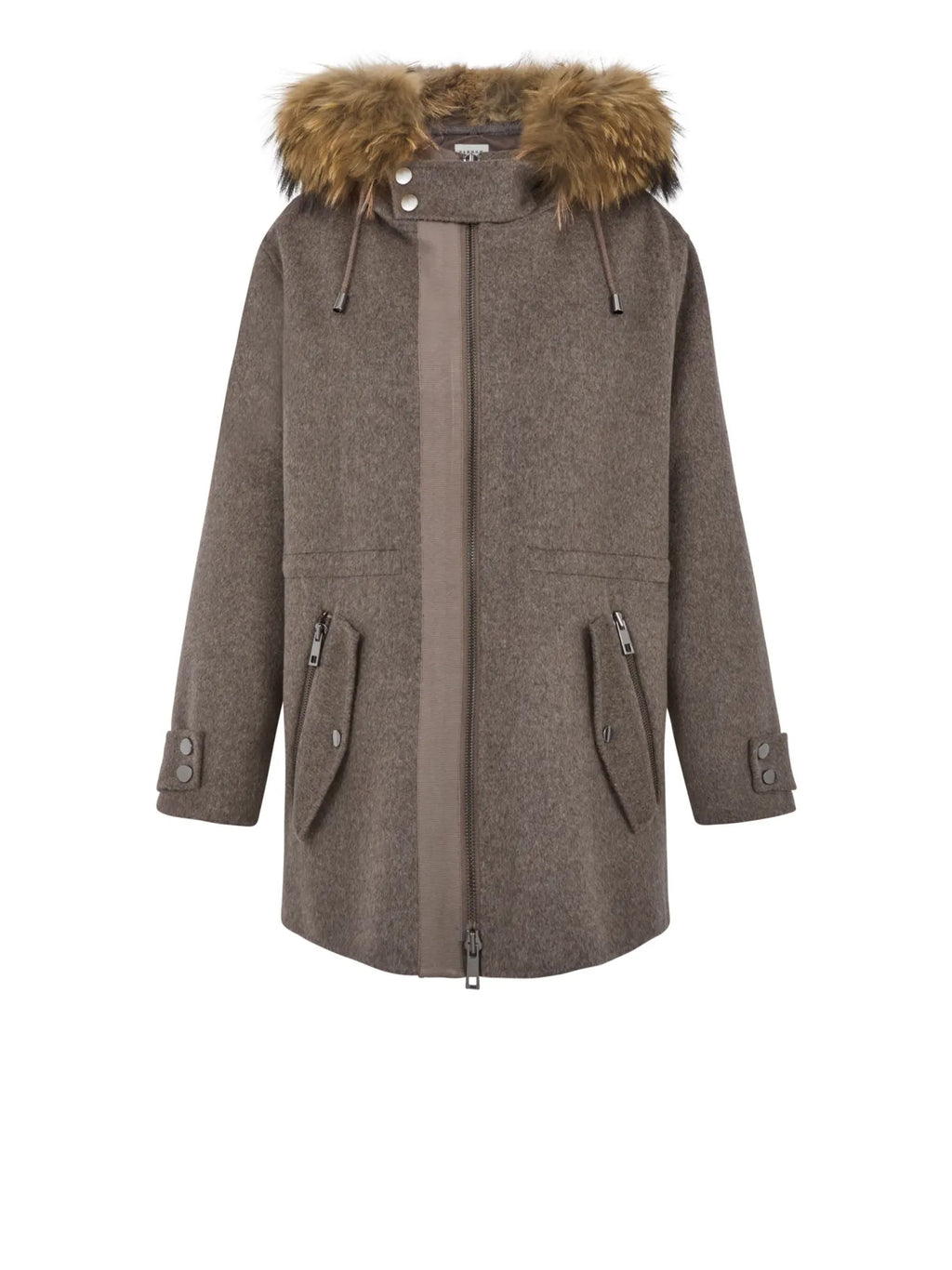 2026 New Arrival Cappotto con Cappuccio in Double di Lana Marrone