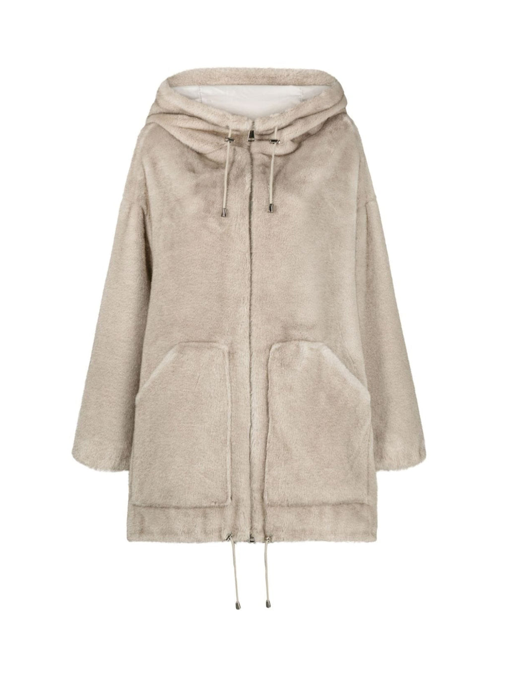 2026 New Arrival Parka con Cappuccio in Eco Pelliccia Grigio