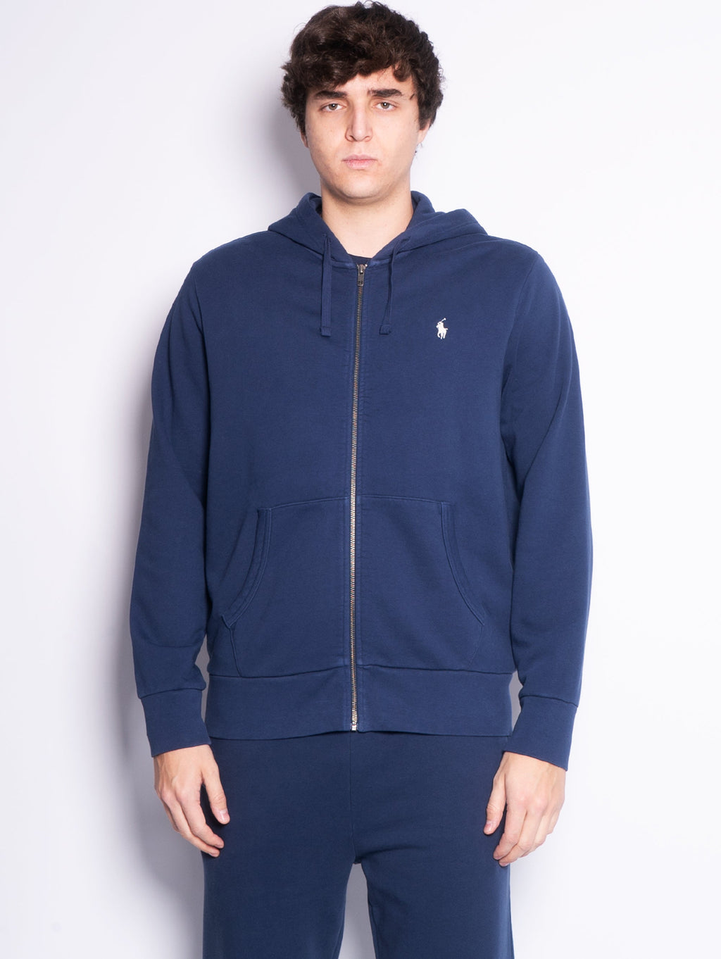 2026 New Arrival Felpa con Cerniera in Spugna Loopback Blu