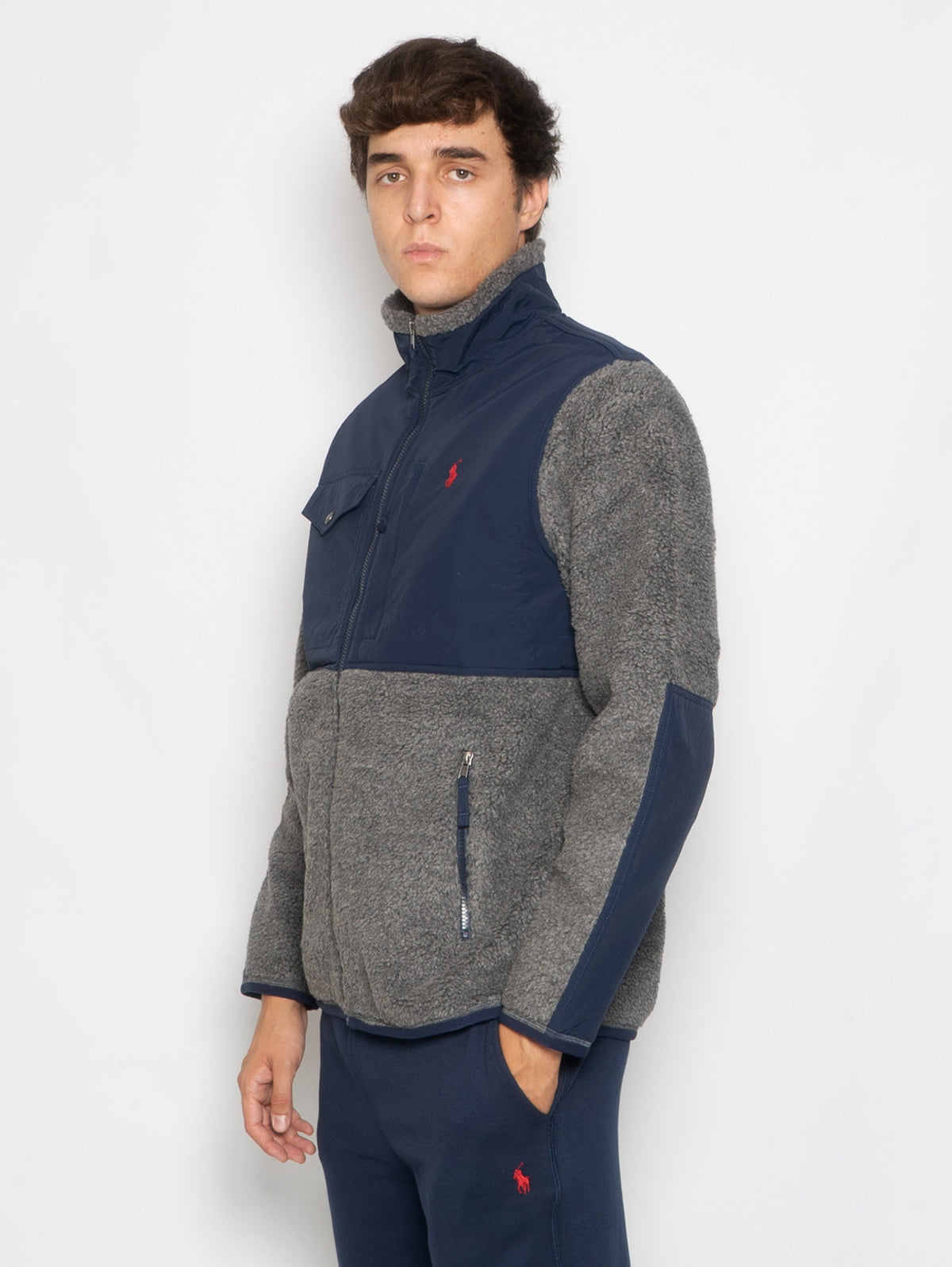 2026 New Arrival Felpa in Pile a Pelo Lungo Grigio/Blu